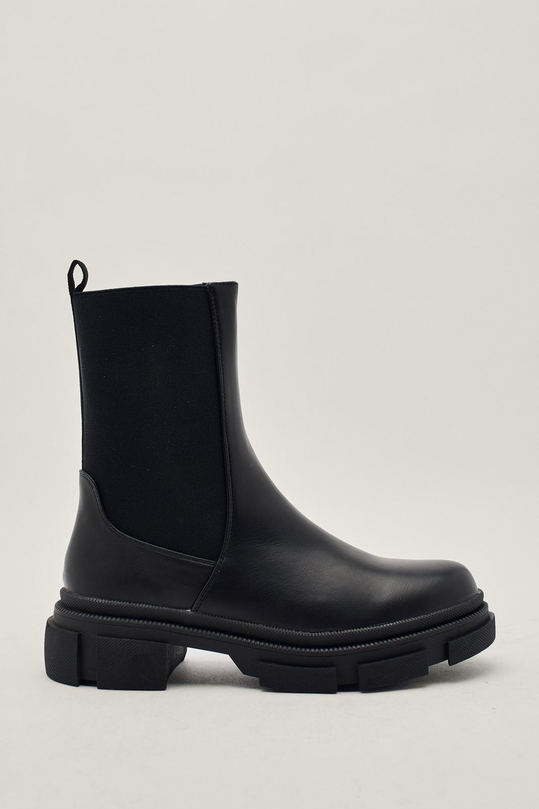 Black Exposed Gusset Chunky Chelsea Boot image number 1