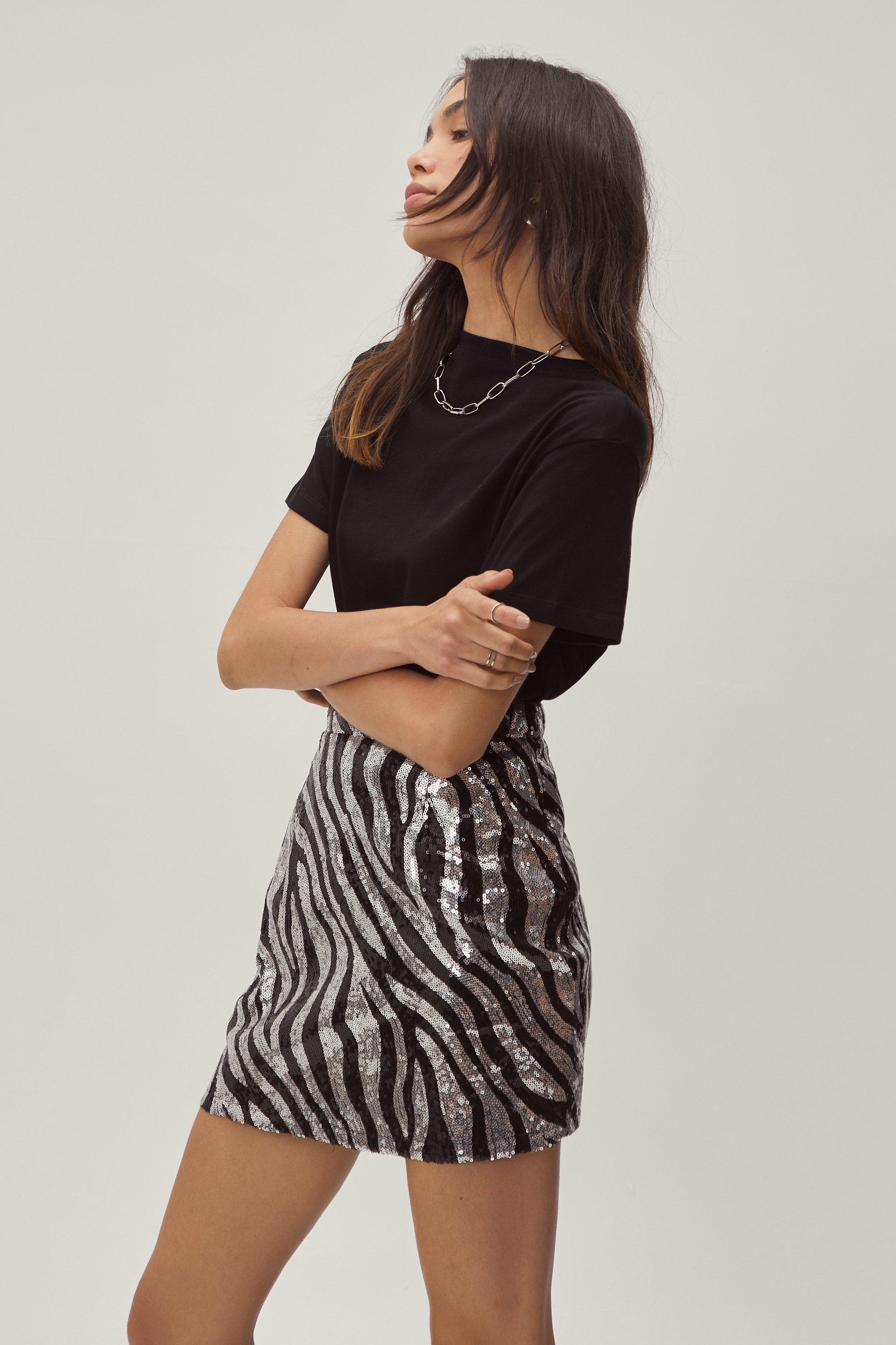 Sequin zebra outlet skirt