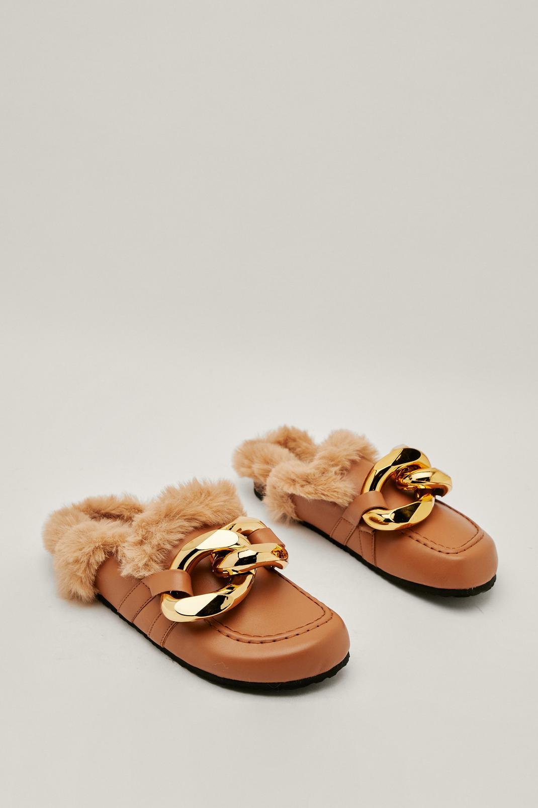 Curb Chain Faux Fur Slip On Loafer image number 1