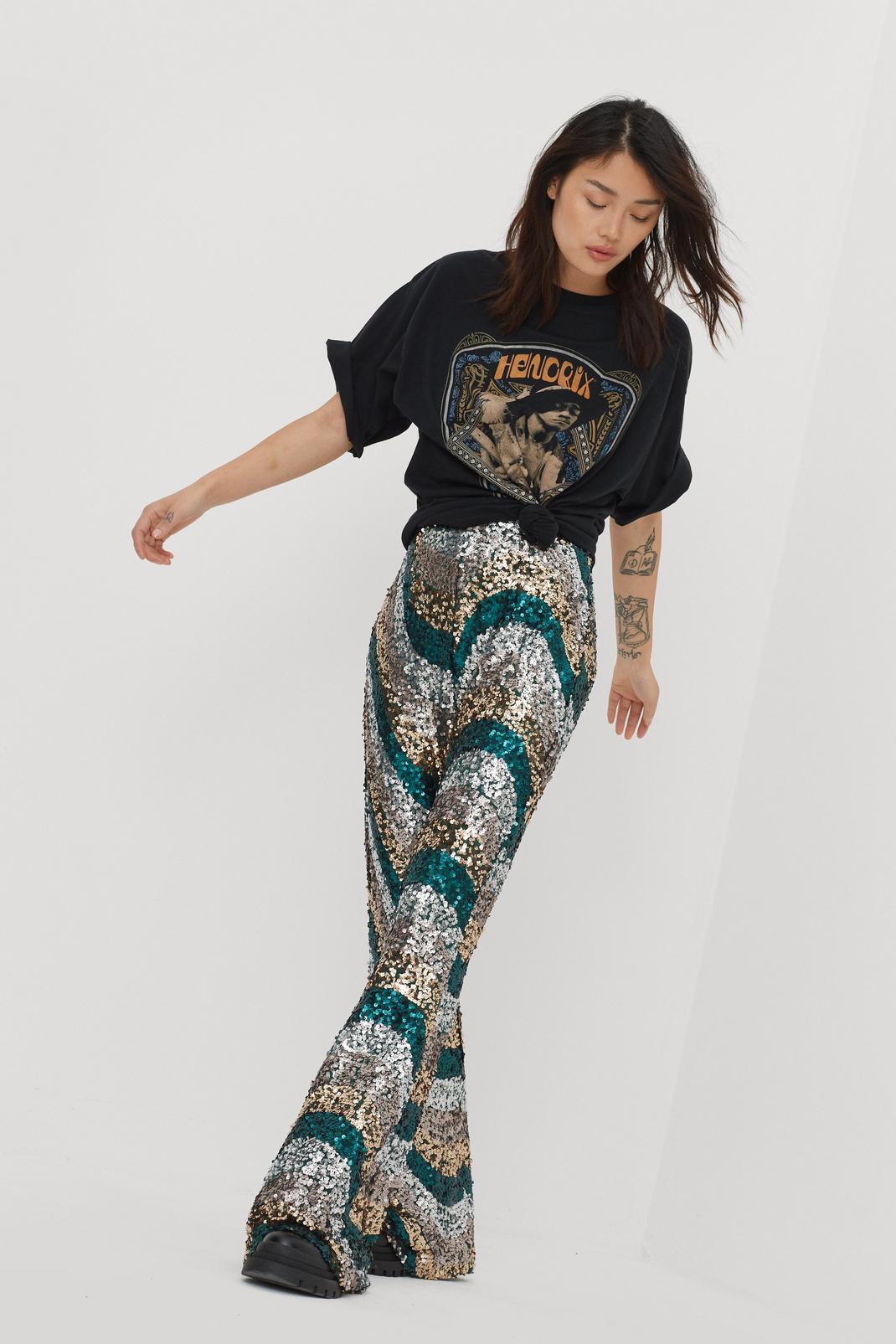 144 Wave Print Sequin Fit and Flares image number 2