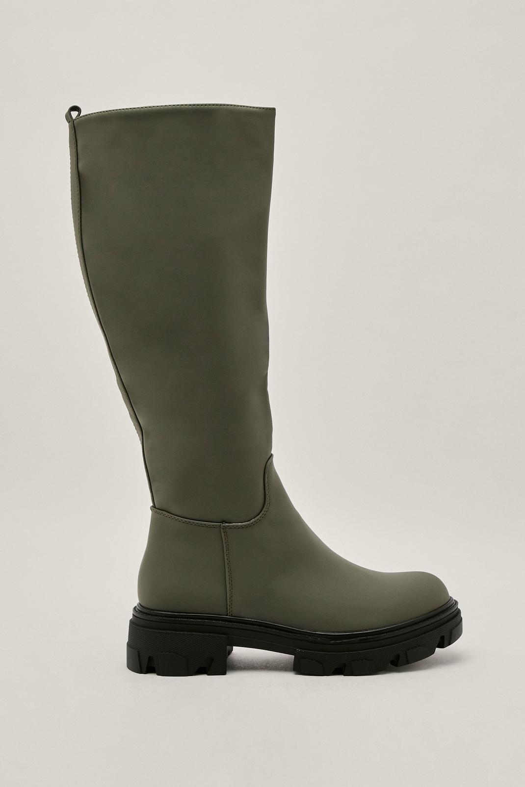 Green Rubberised Knee High Boots image number 1