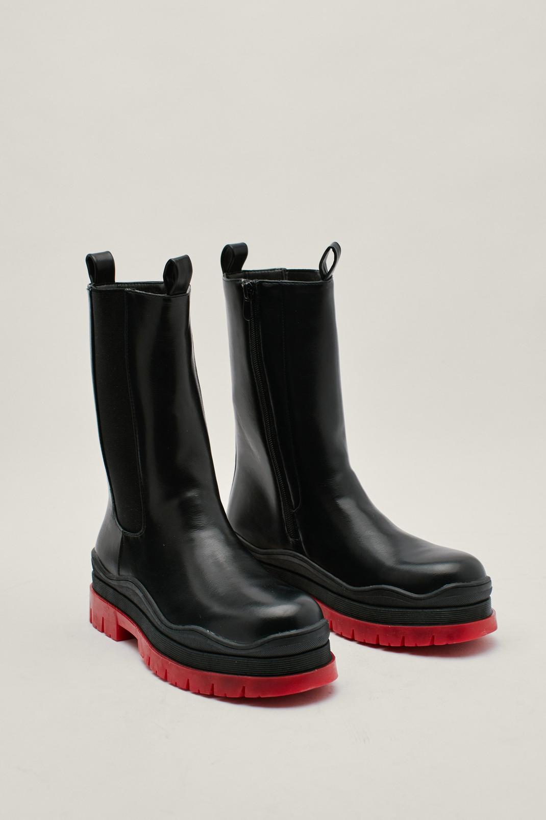 Black Contrast Sole Chunky Hi Chelsea Boots image number 1