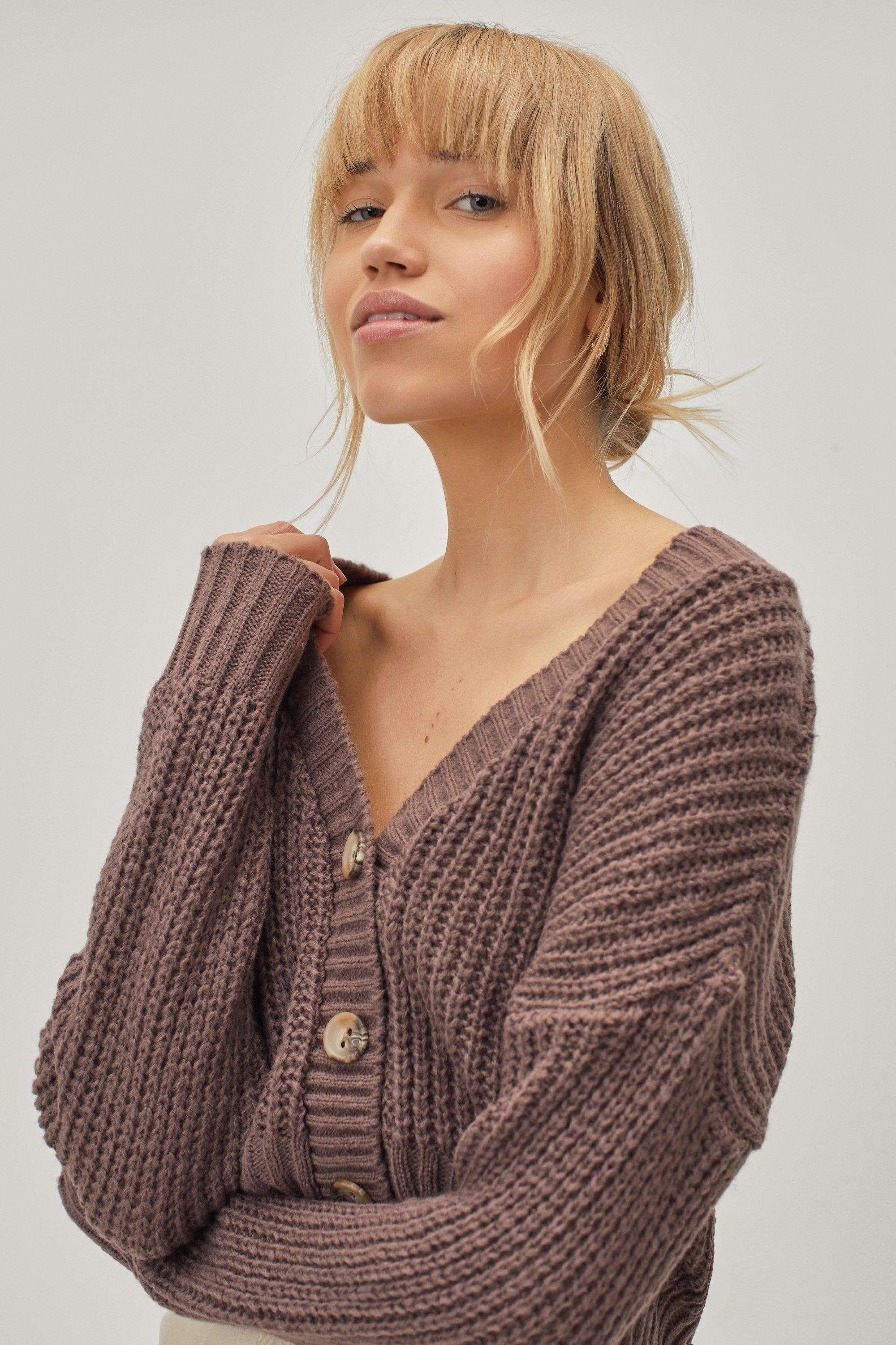 Chunky knit cropped cardigan sale