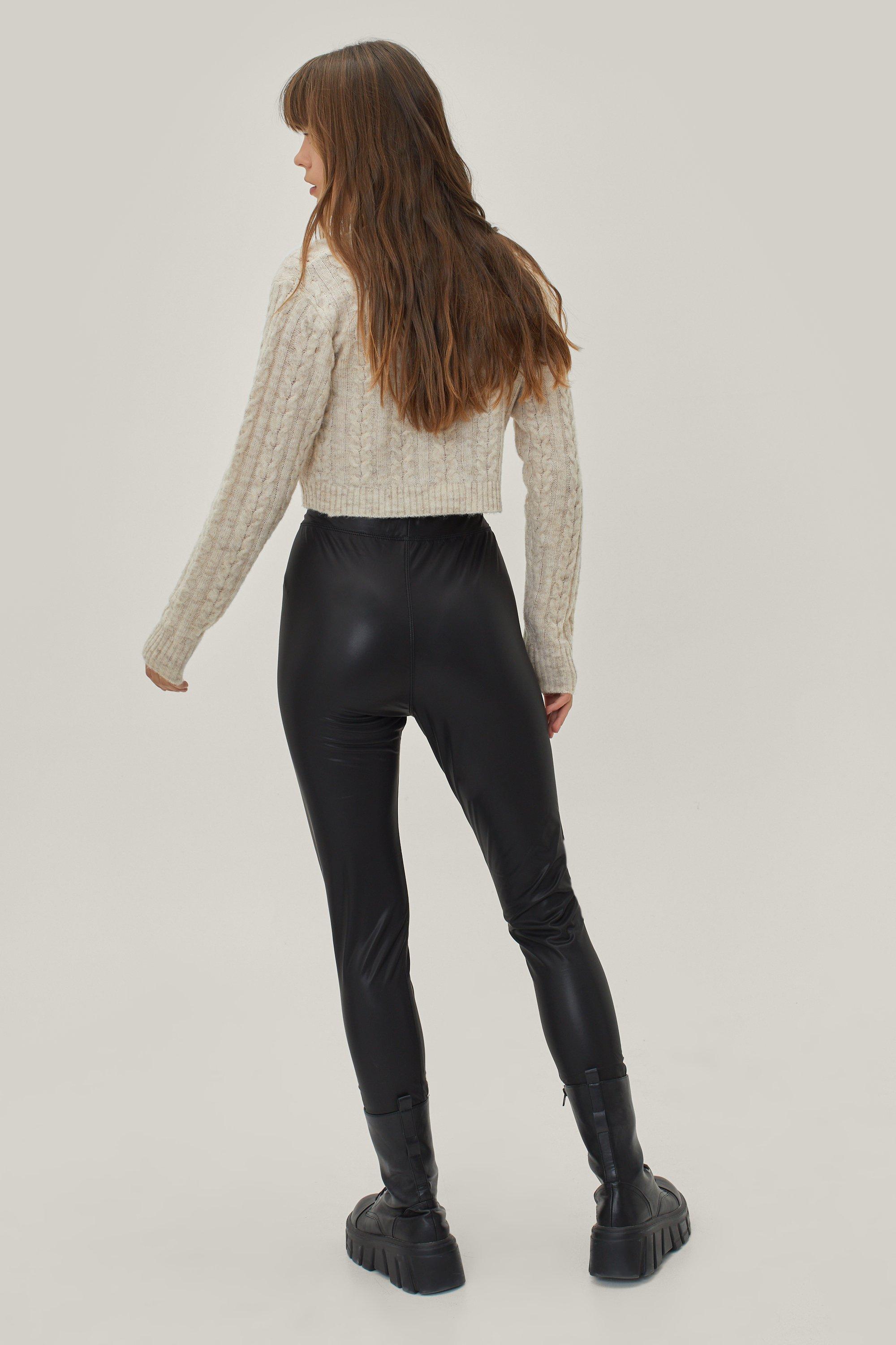 High Waisted Faux Leather Leggings Asos