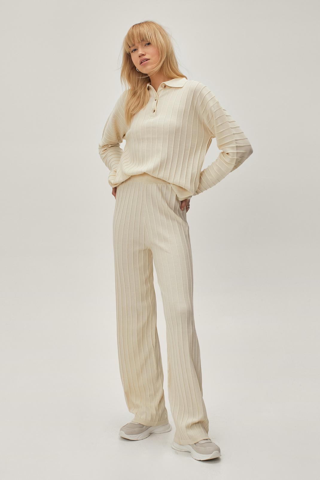 123 50% Recycled Knitted Wide Leg Pants image number 1