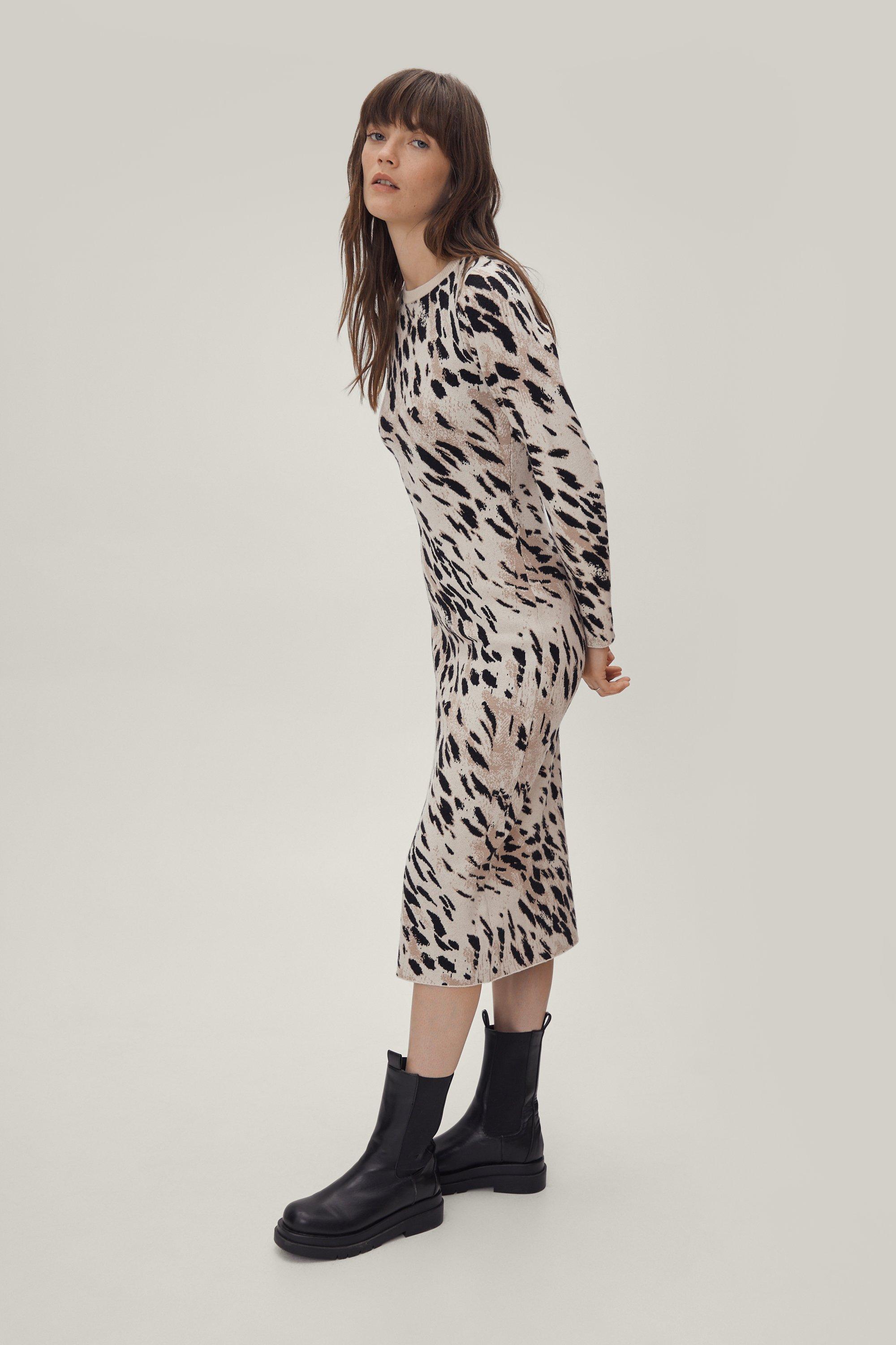 Animal print 2024 knitted dress