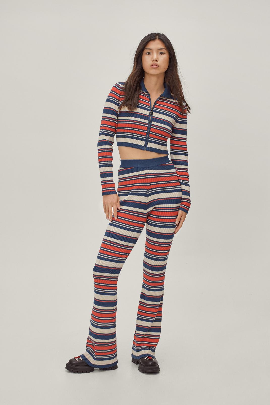 148 Striped Knitted Flared Pants image number 2