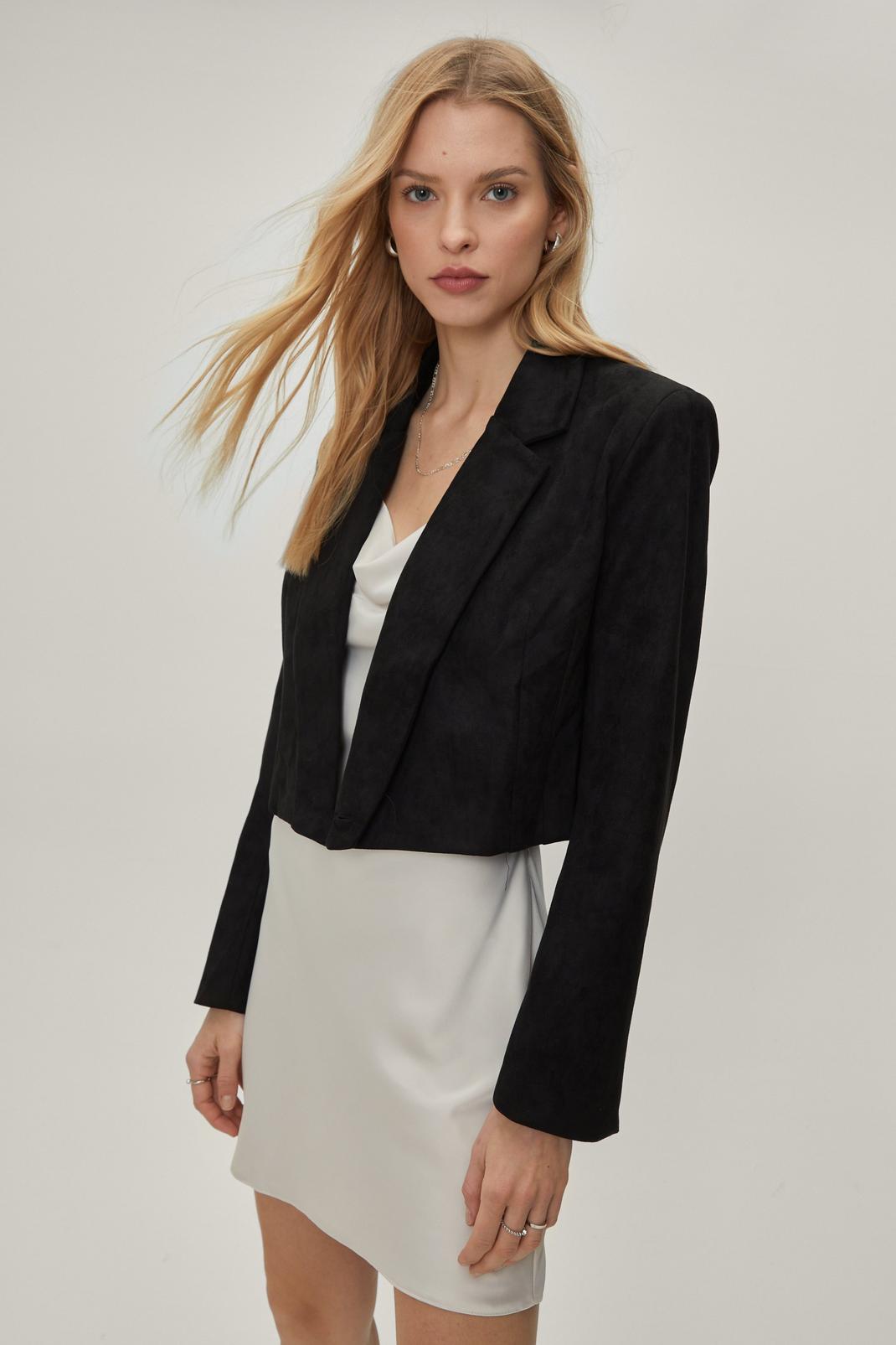 105 Cropped Faux Suede Blazer image number 1