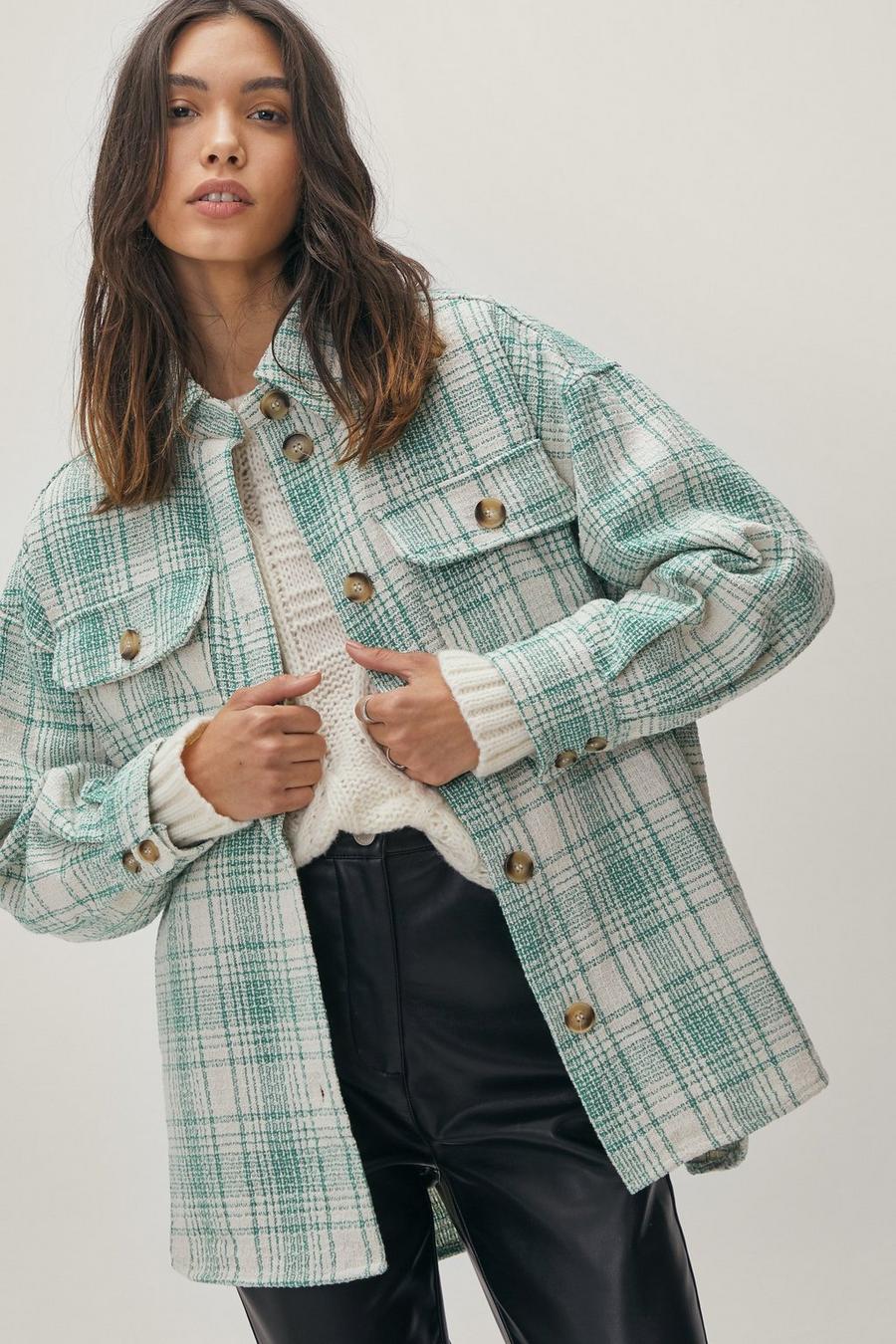 Oversized Button Down Check Shacket