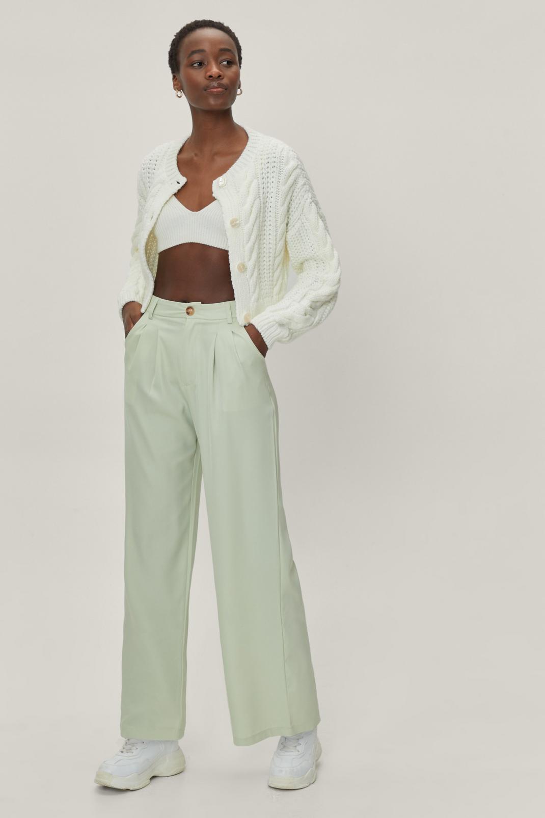 Sage Wide Leg Tailored Trousers image number 1