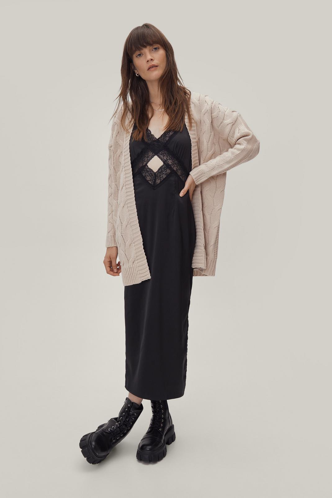 Stone Cable Knit Maxi Cardigan image number 1