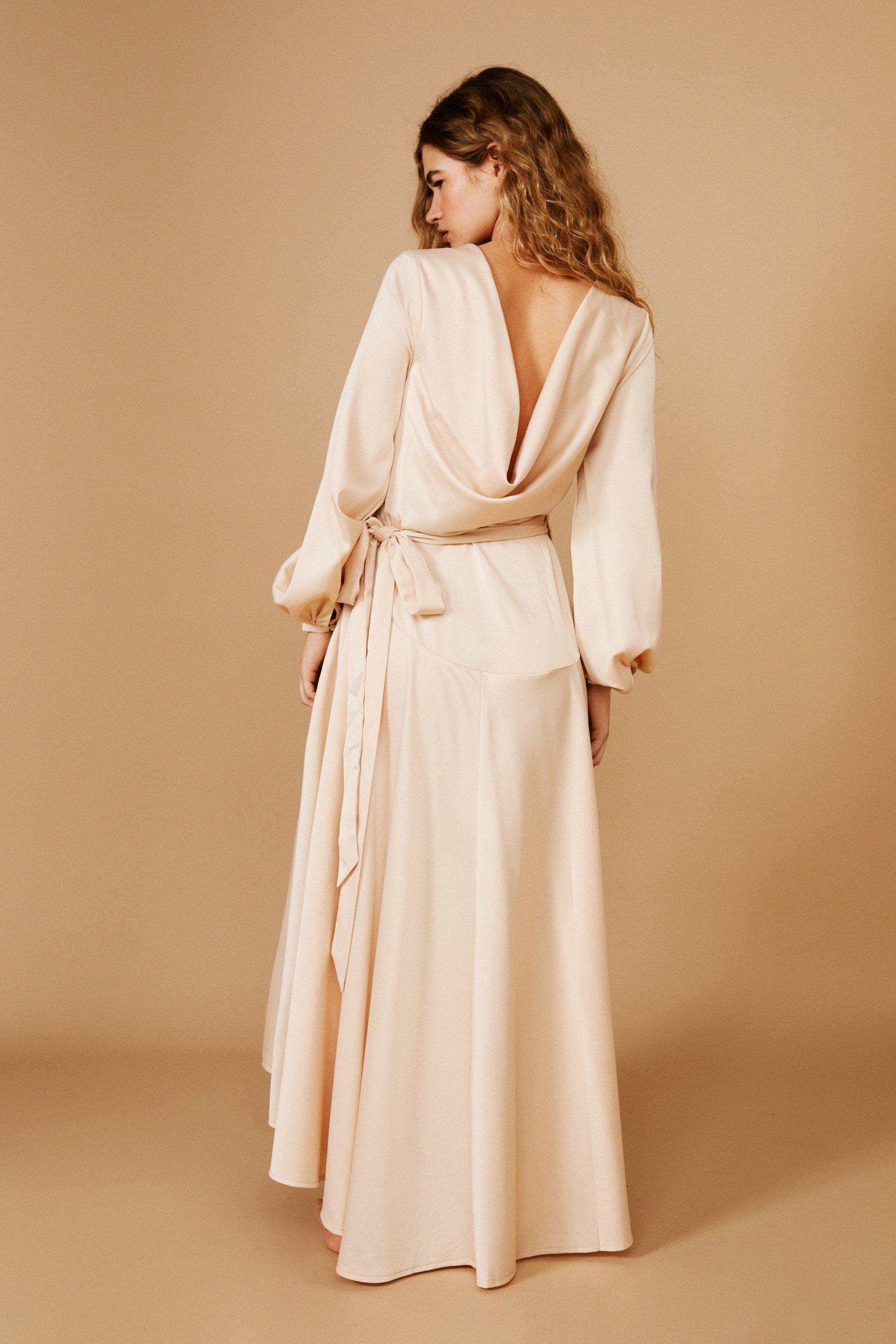 Cowl back outlet long dress