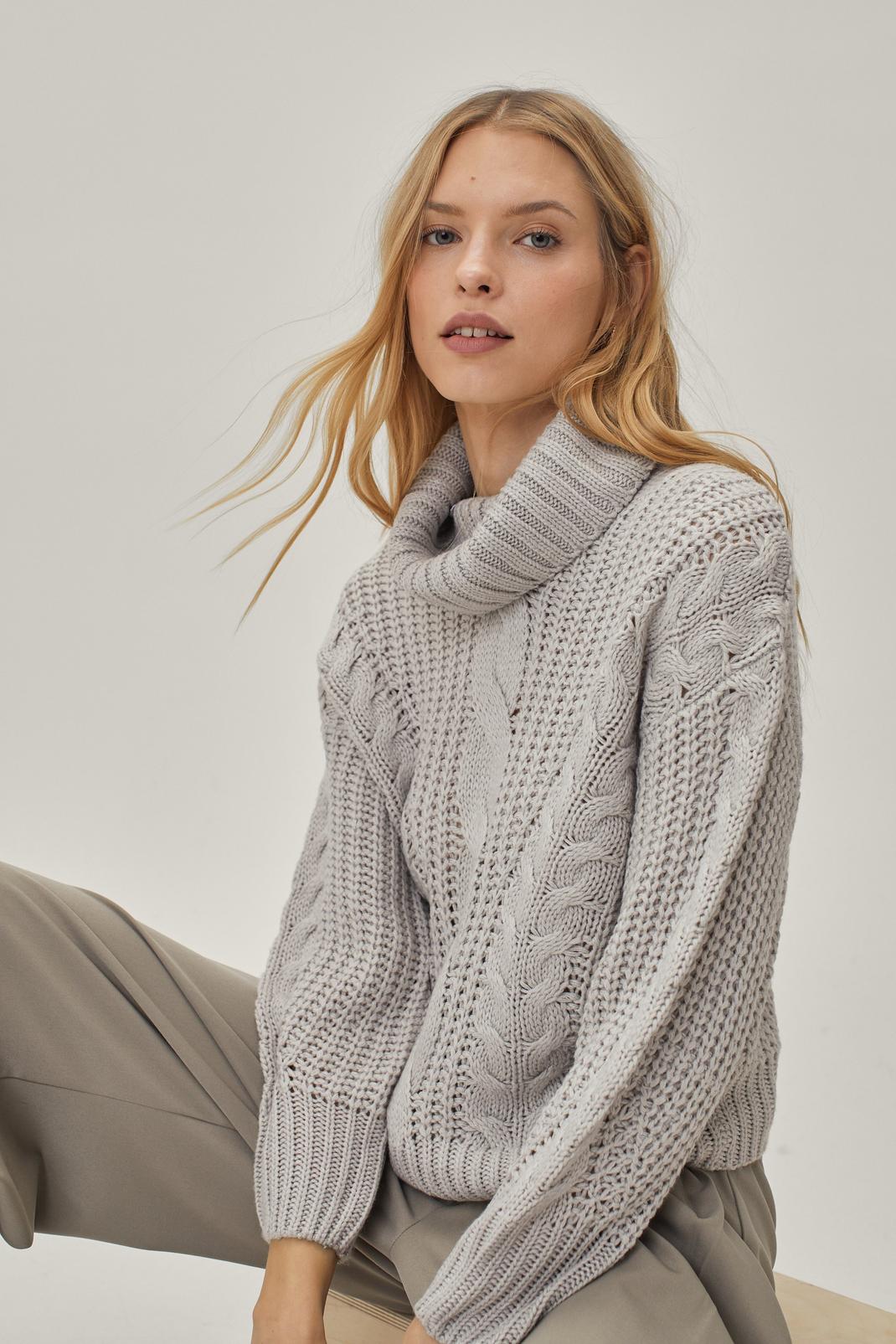 Grey Knitted Roll Neck Sweater image number 1
