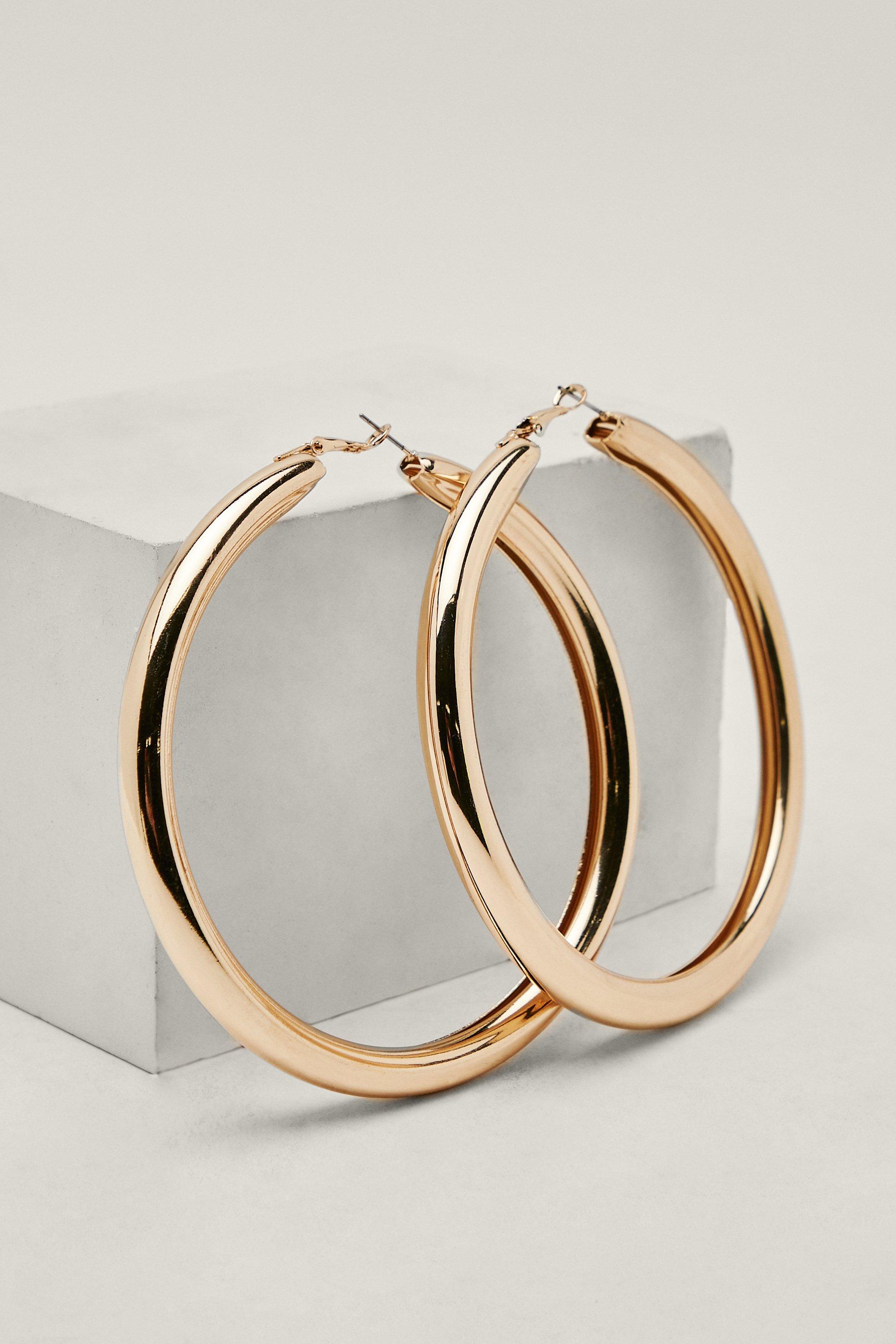 Recycled Metal Thick Hoop Earring Set