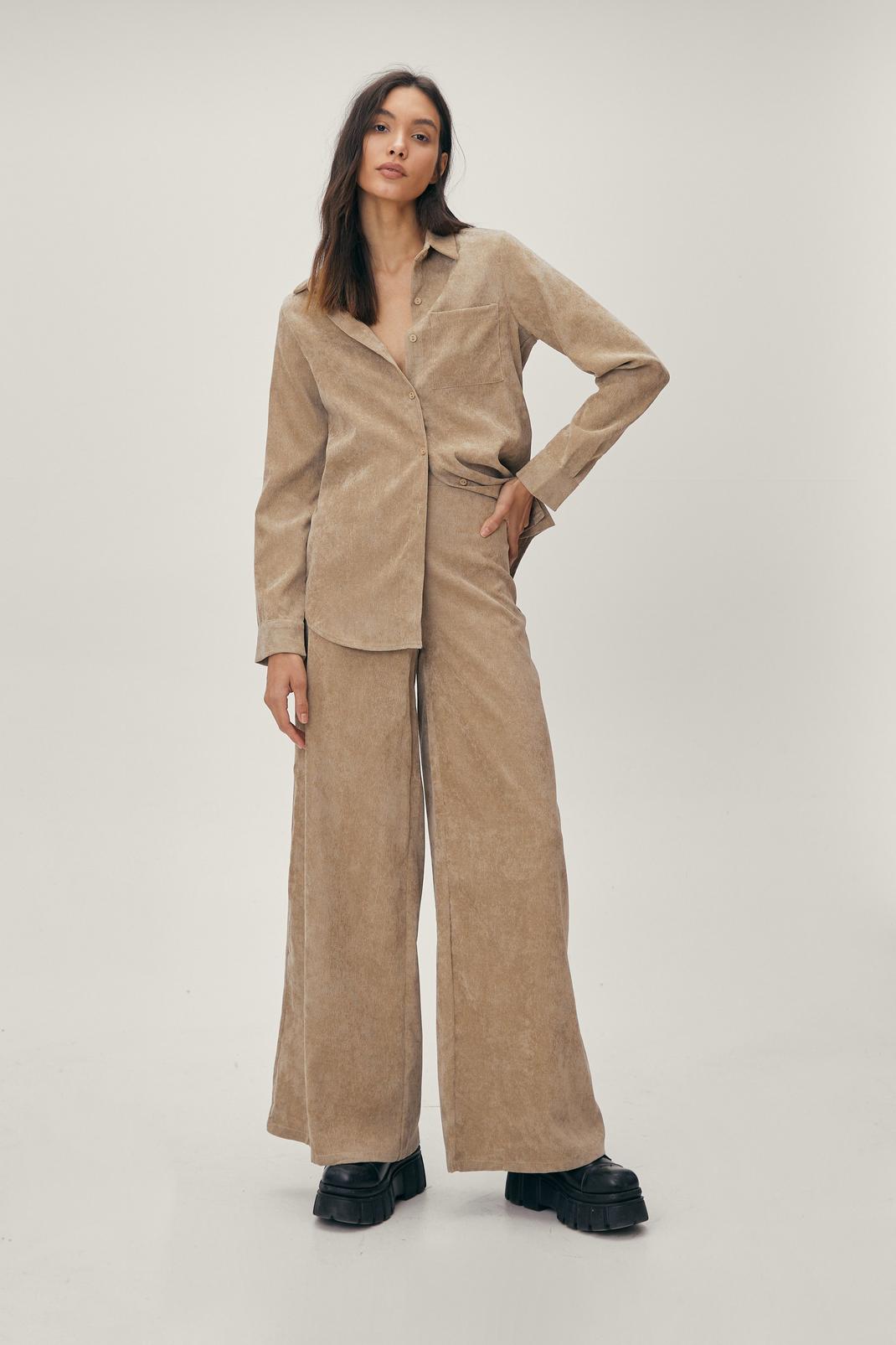Mocha Cord Wide Leg Coord Trouser image number 1
