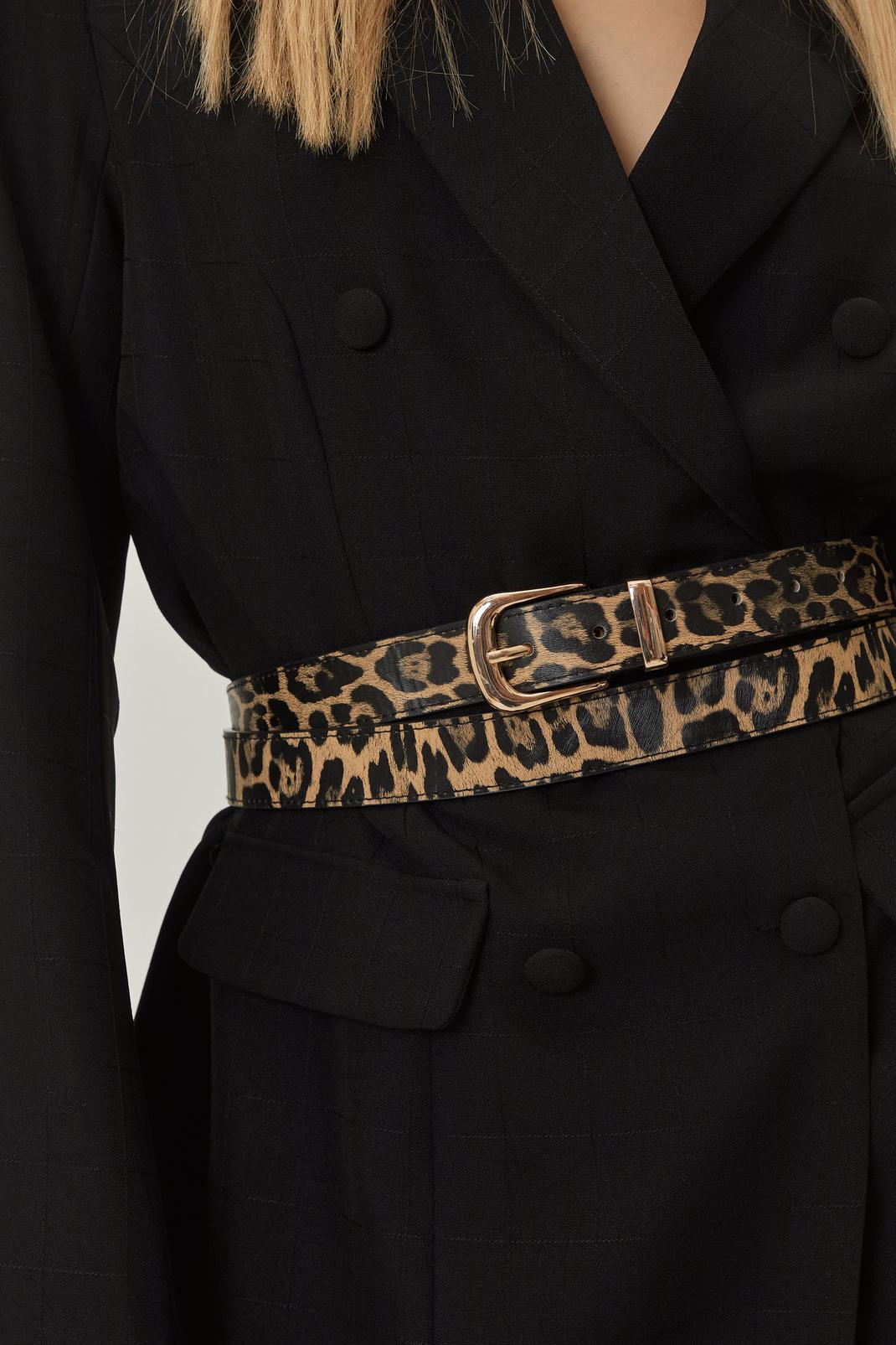 Natural beige Leopard Print Wrap Waist Belt image number 1
