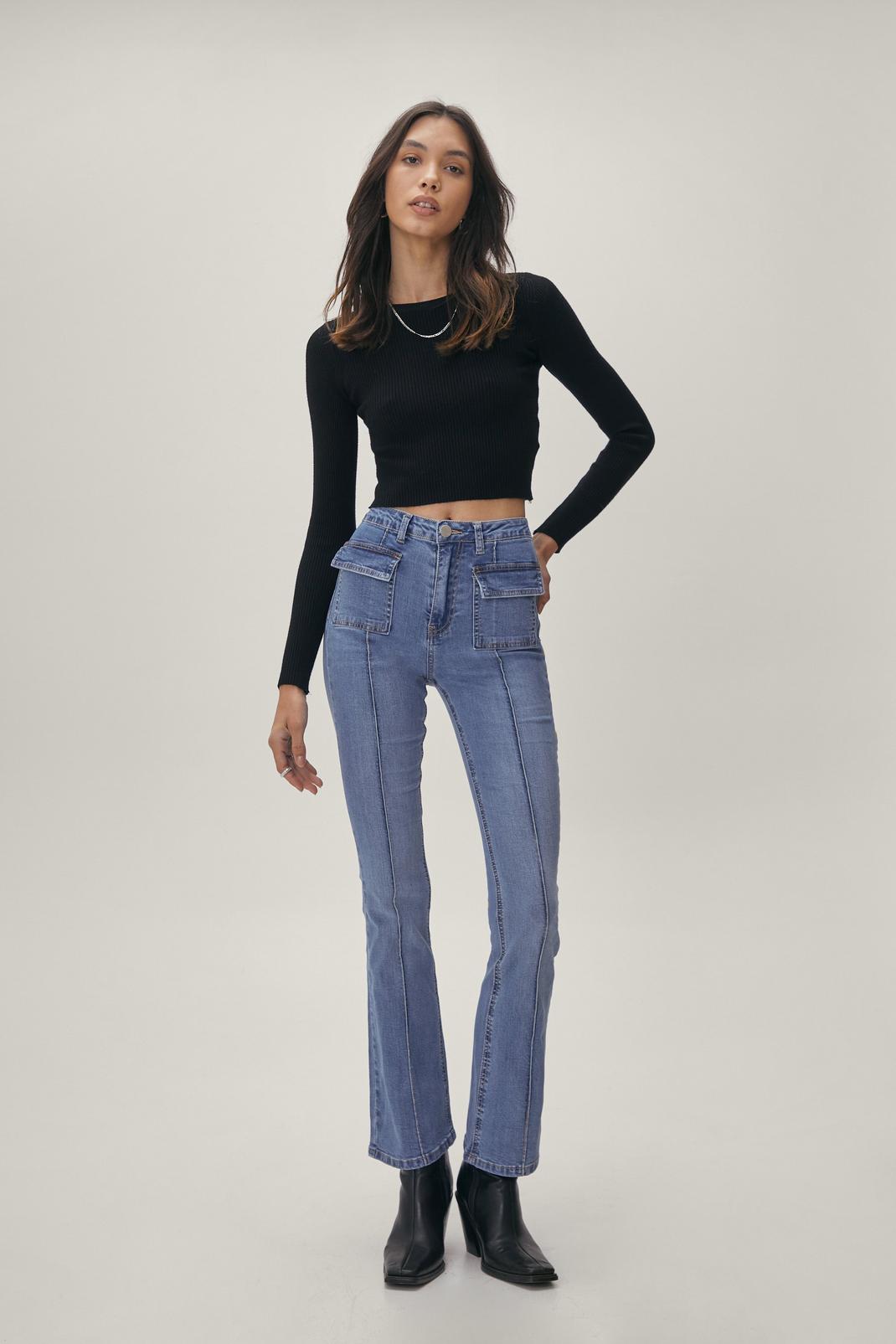 Front Seam Detail Flared Jeans | Nasty Gal