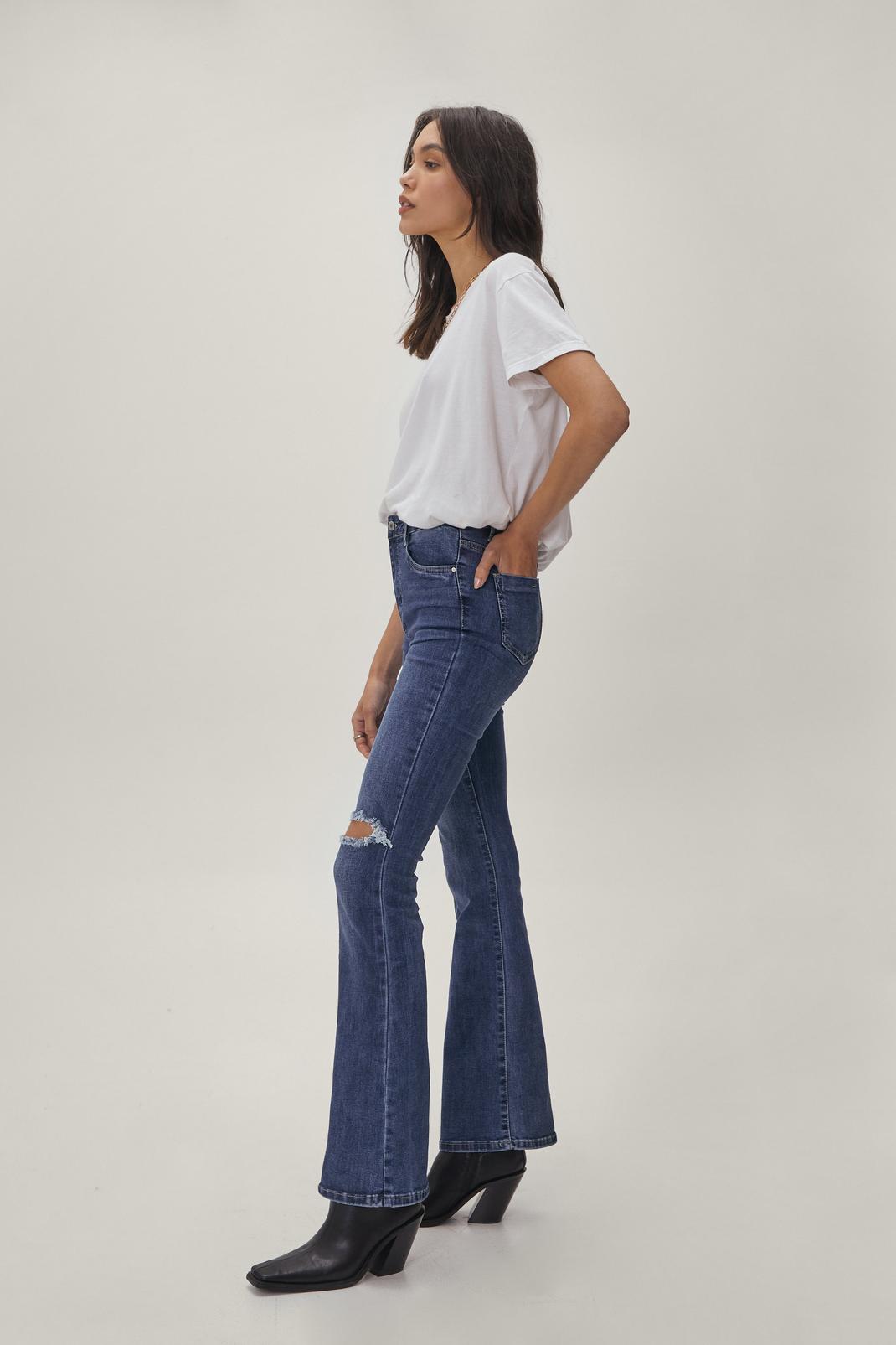 340 Distressed High Waisted Flare Jeans image number 2