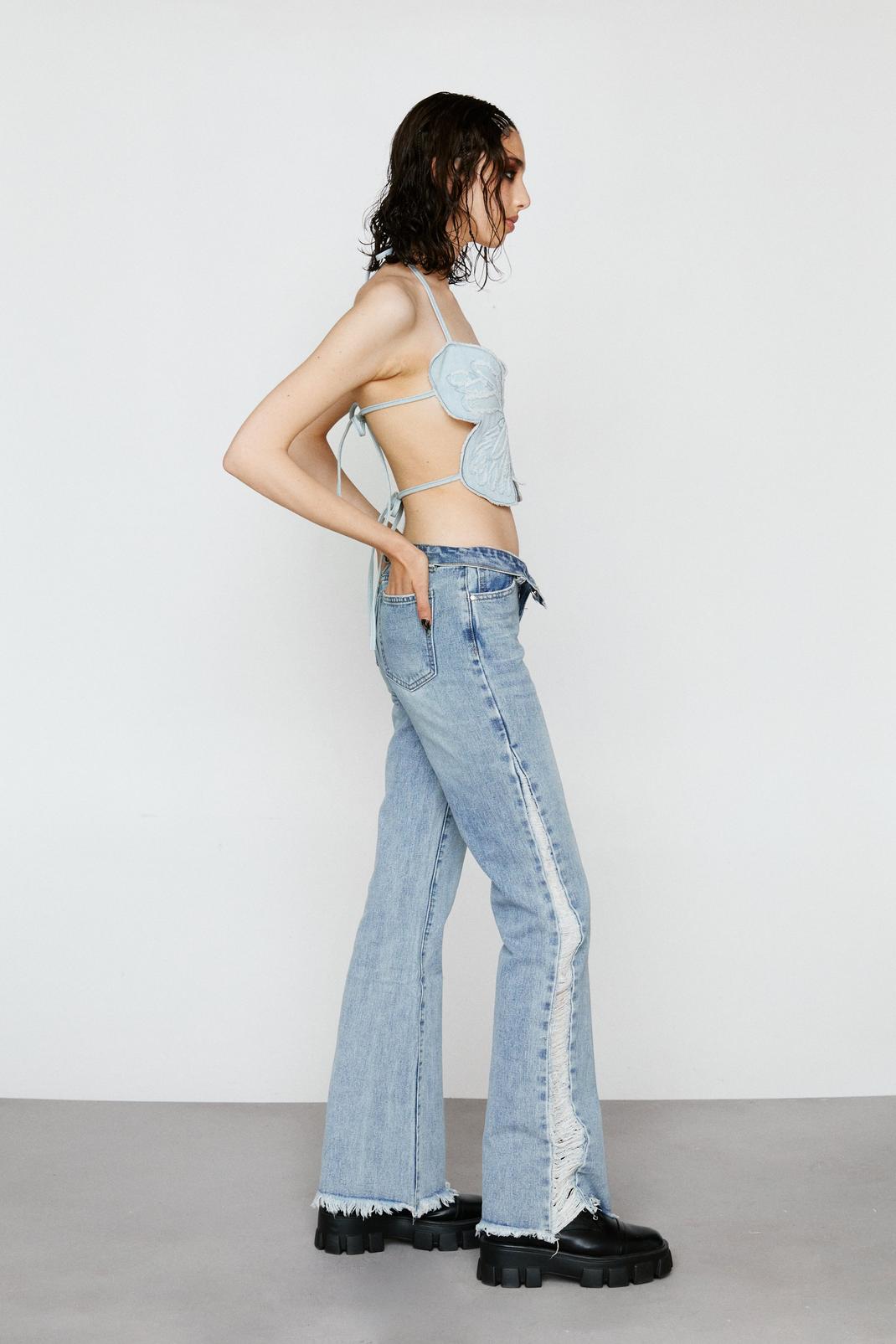 Frayed Trim Flare Jeans image number 1