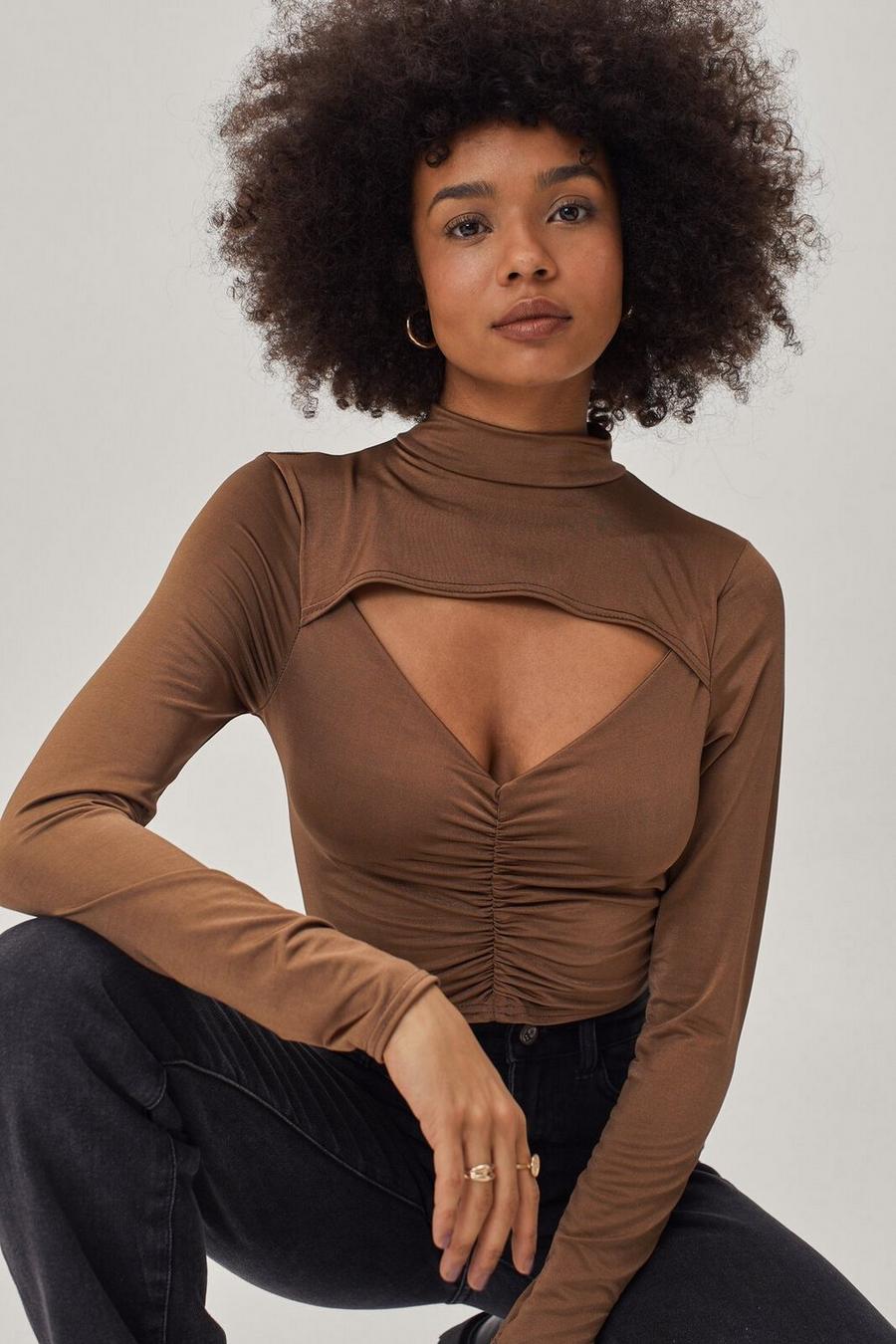 Recycled High Neck Overlay Crop Top