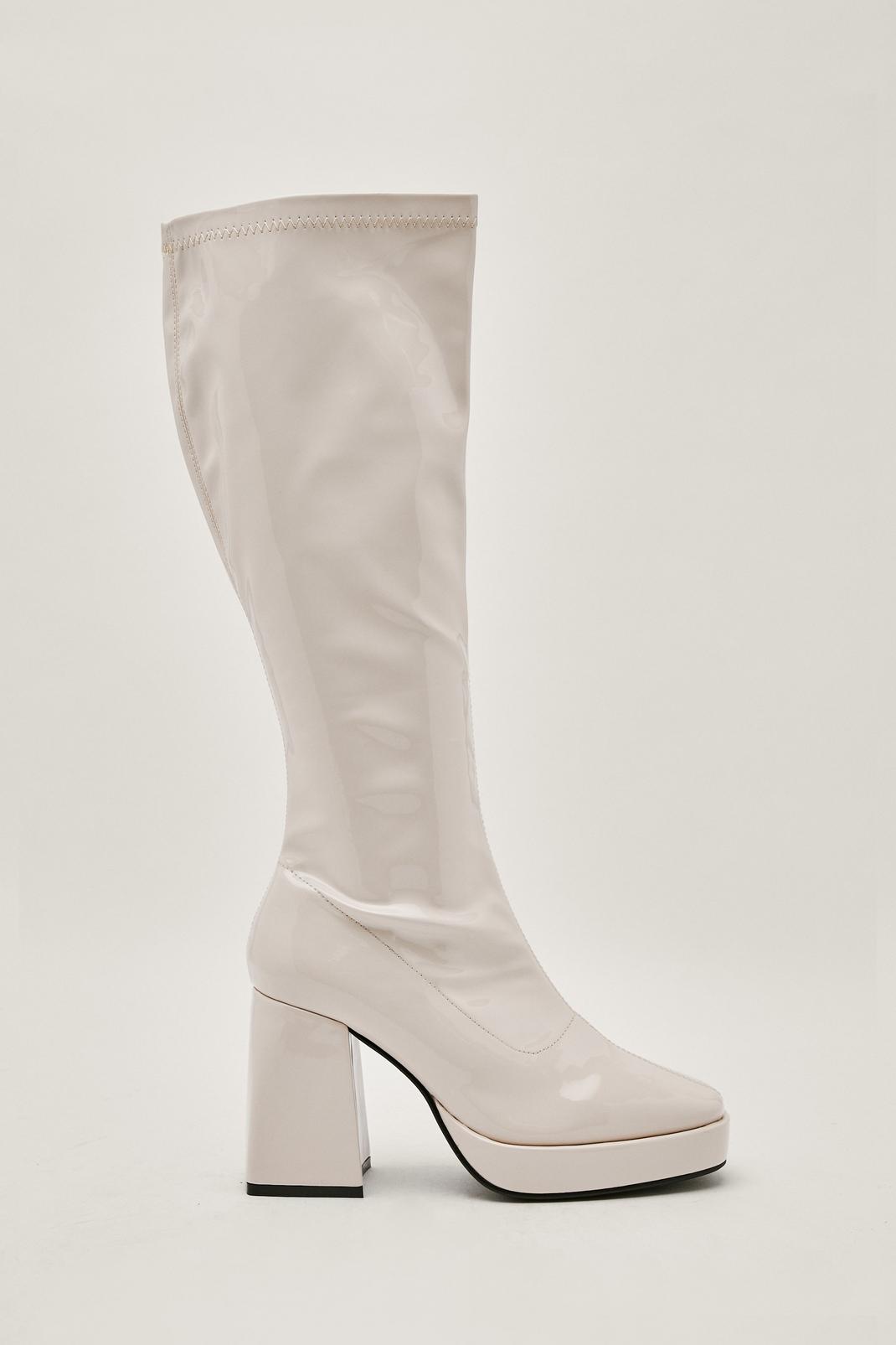 631 Patent Faux Leather Knee High Platform Boots image number 2