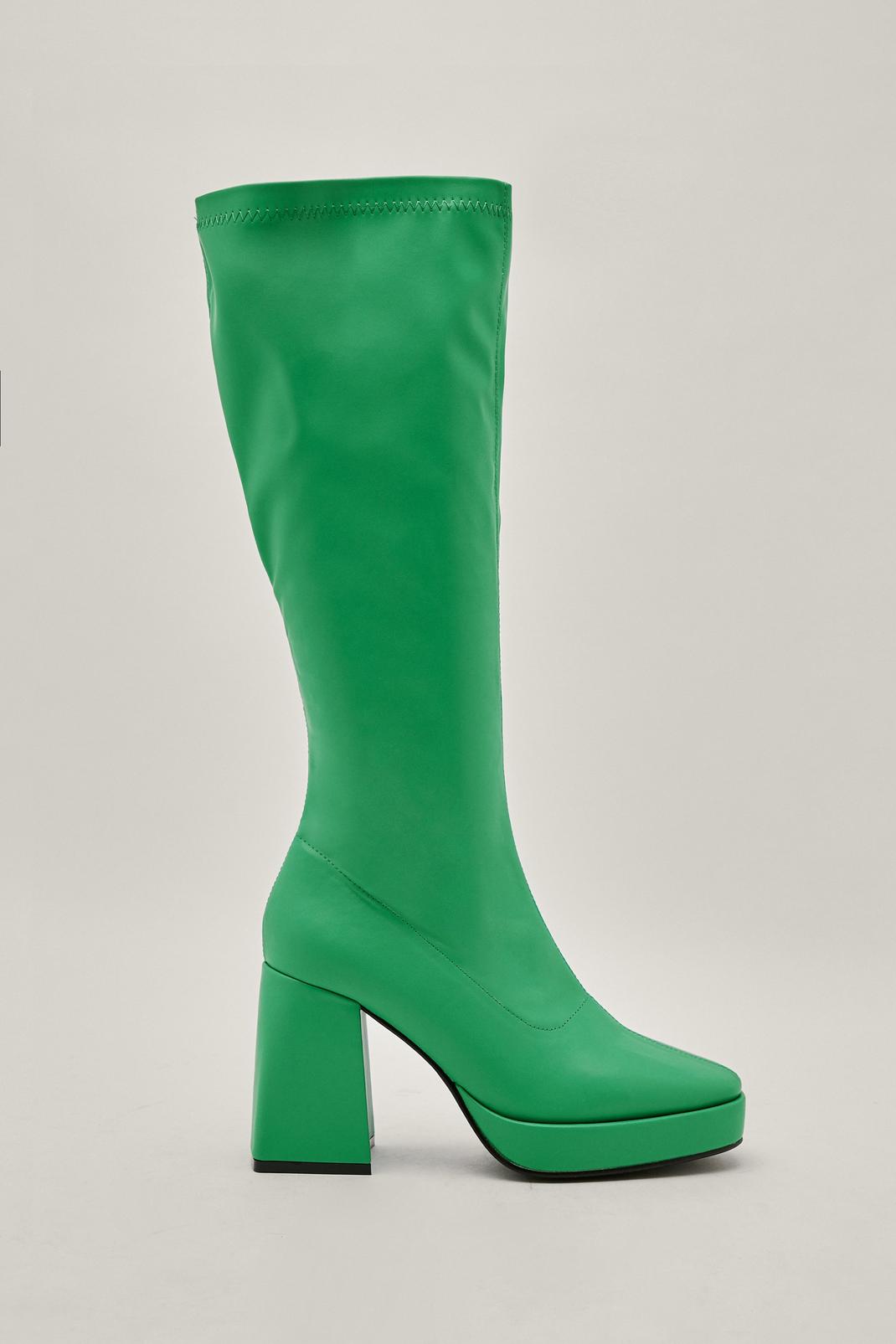 130 Platform Over the Knee Faux Leather Boots image number 2