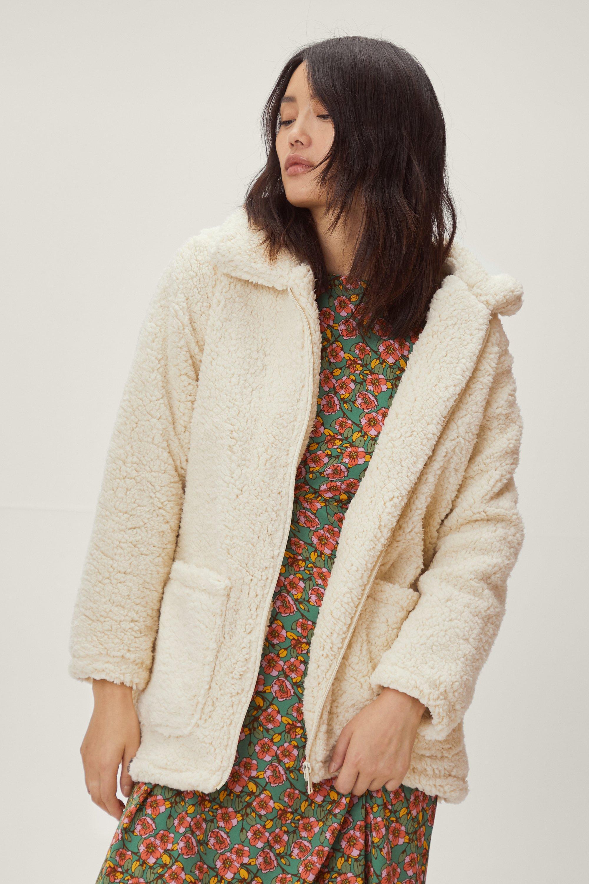 nasty gal teddy bear coat