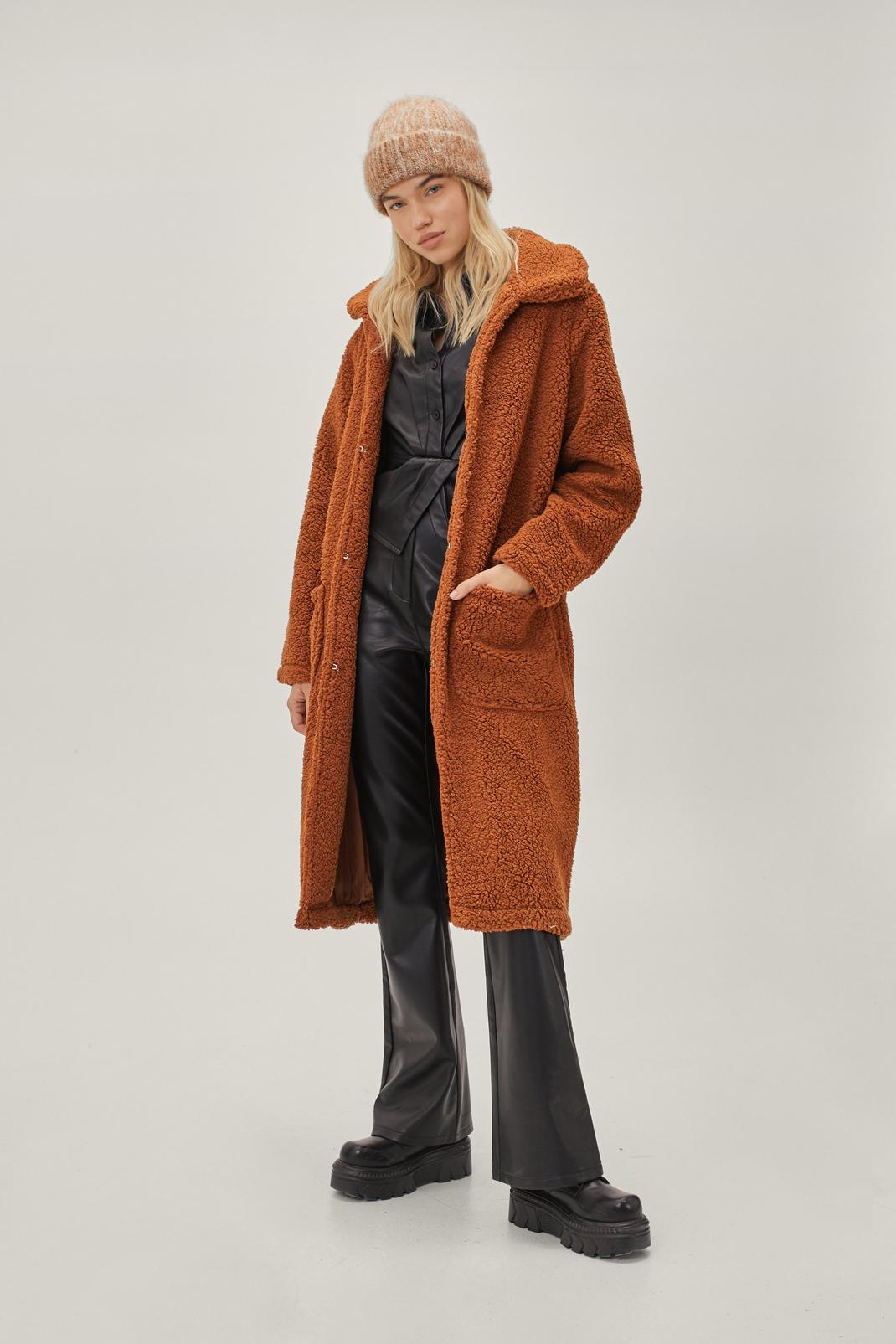 Ginger Relaxed Fit Teddy Maxi Coat image number 1