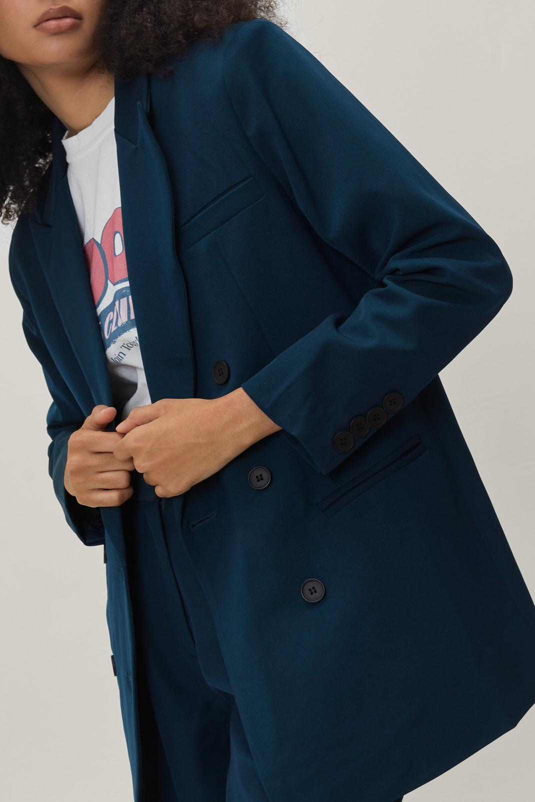 Teal Oversized Double Breasted Tailored Jacket image number 1