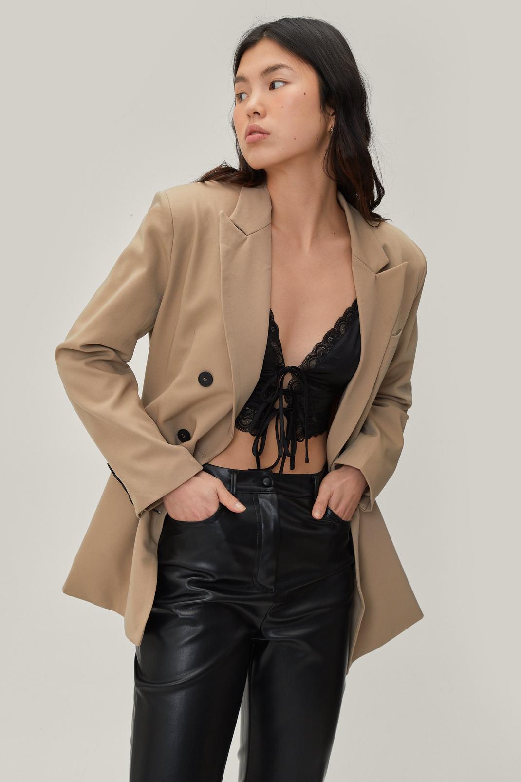 Toffee Oversized Double Breasted Tailored Jacket image number 1