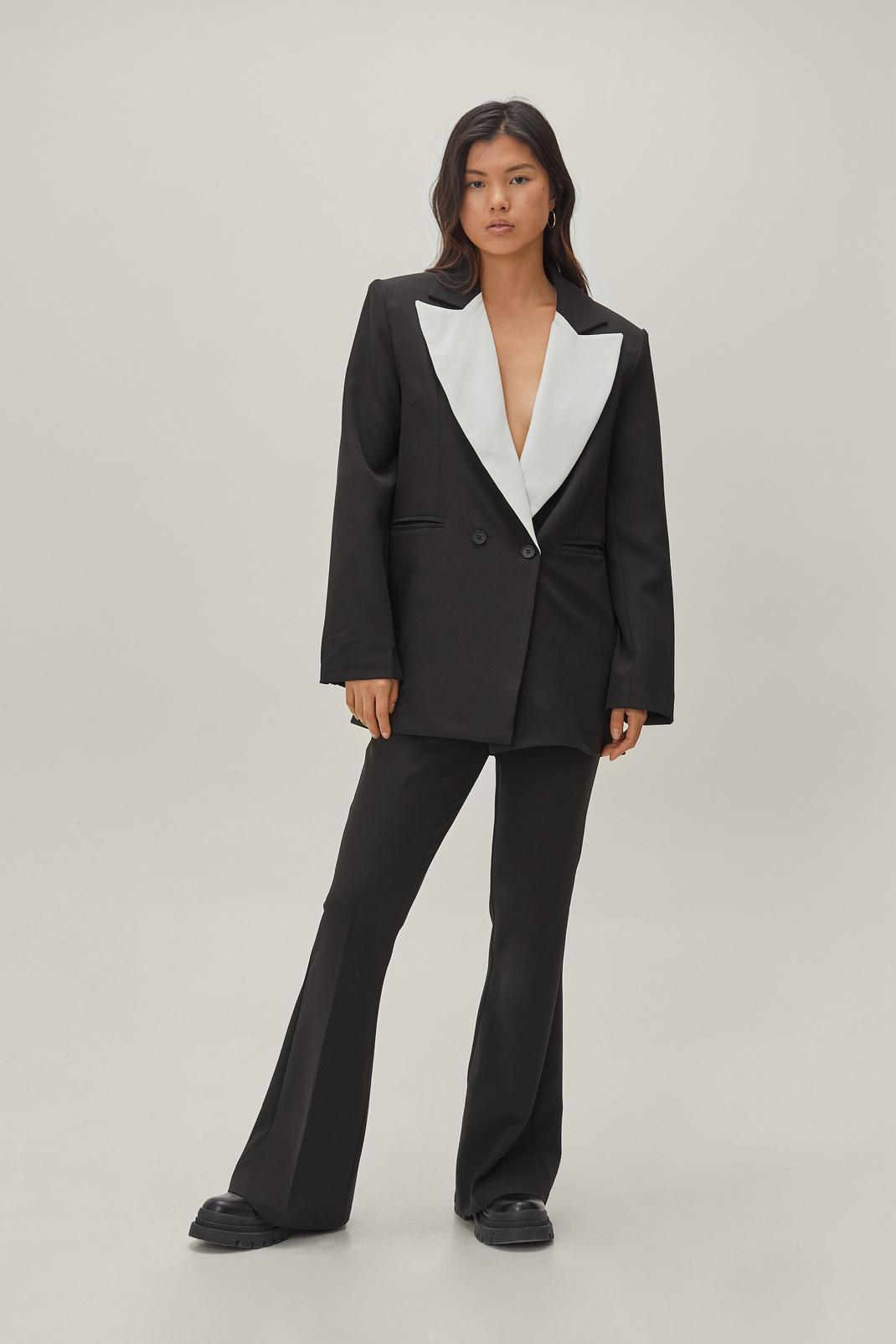 Black Tailored Tux Flared Co Ord Pants image number 1