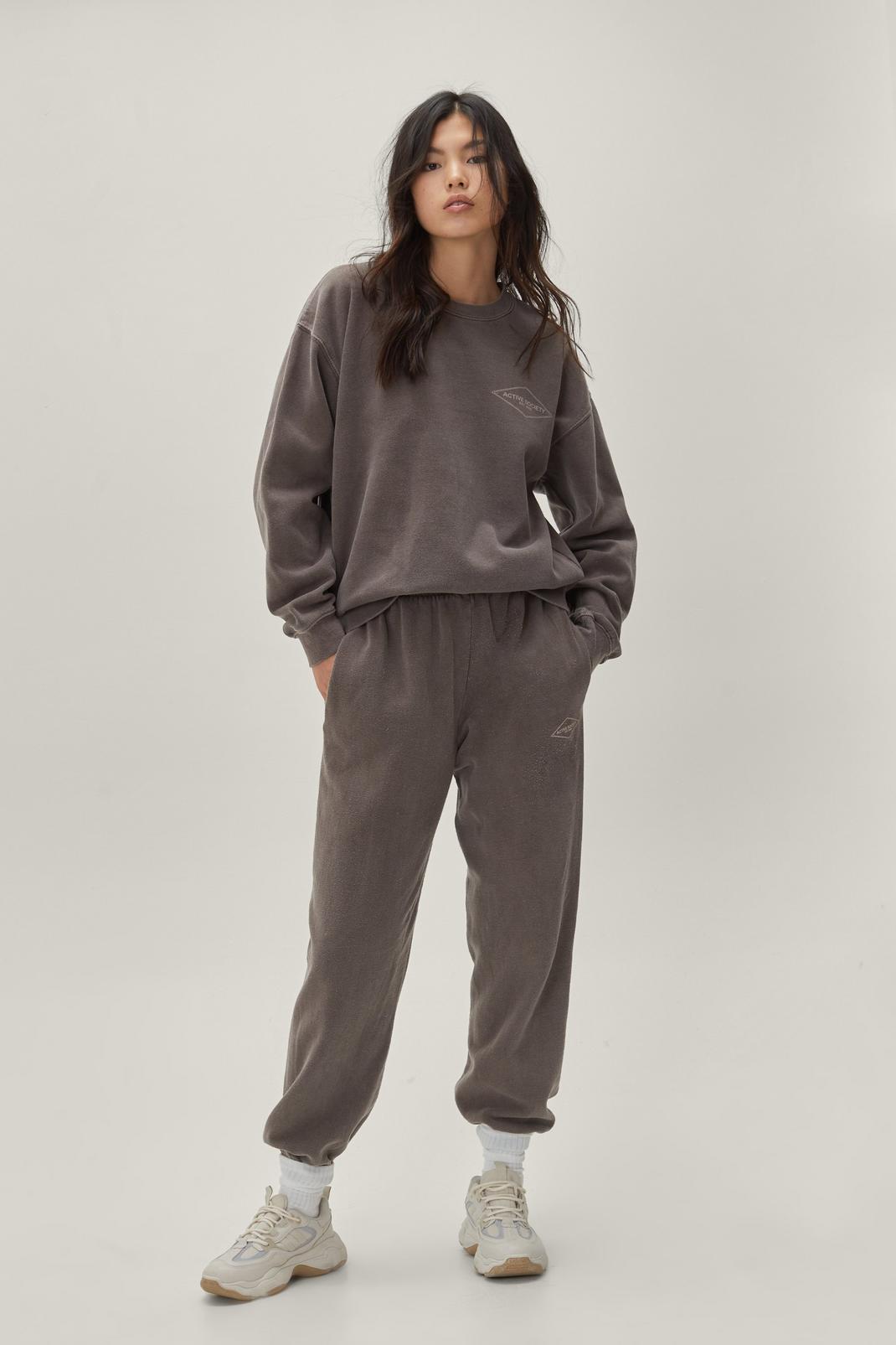 186 Active Society Embroidered Sweatshirt and Sweatpants Set image number 2