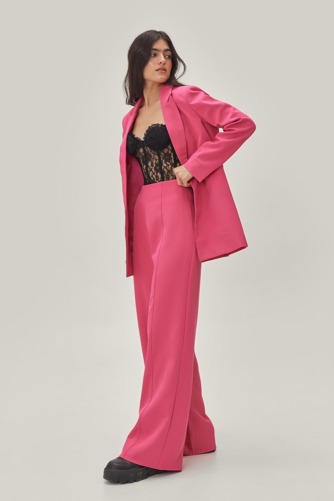 Pink Sleek Tailored Wide Leg Trousers image number 1