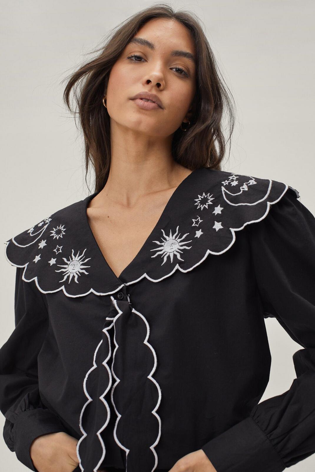 Celestial Embroidered Collar Detail Shirt image number 1