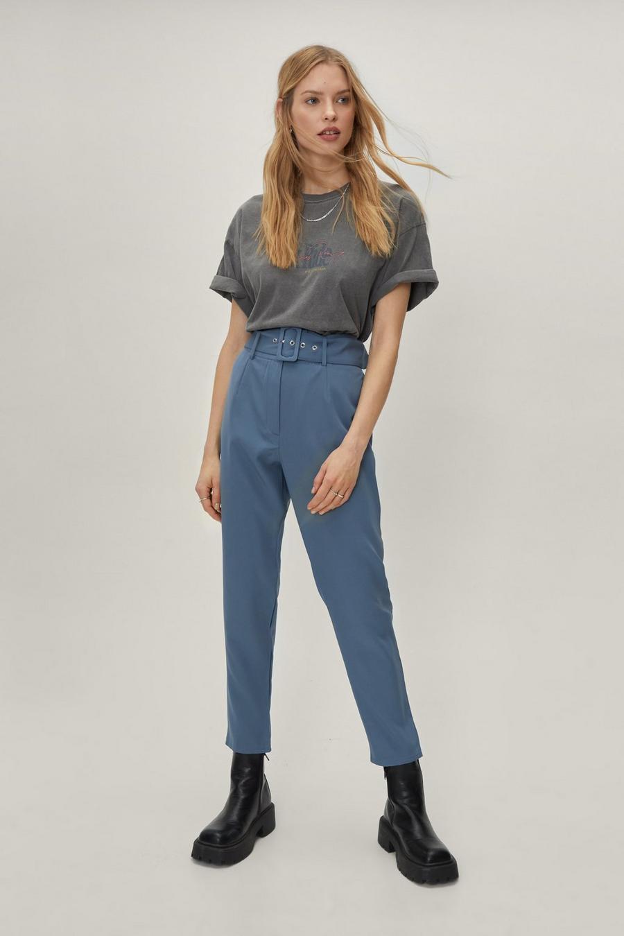 Adjustable Belted Tailored Peg Trousers