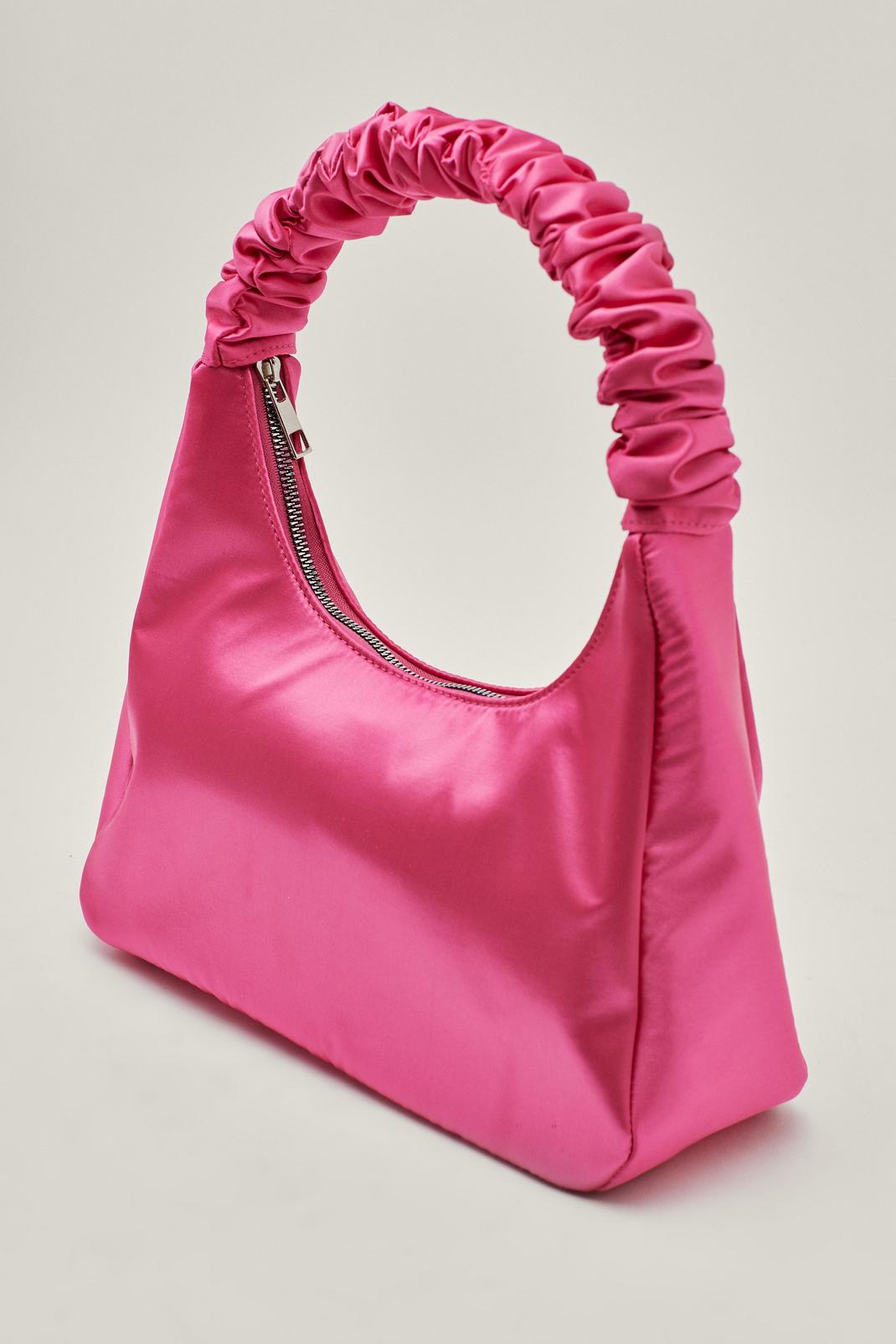 Hot pink Satin Ruched Handle Shoulder Bag image number 1