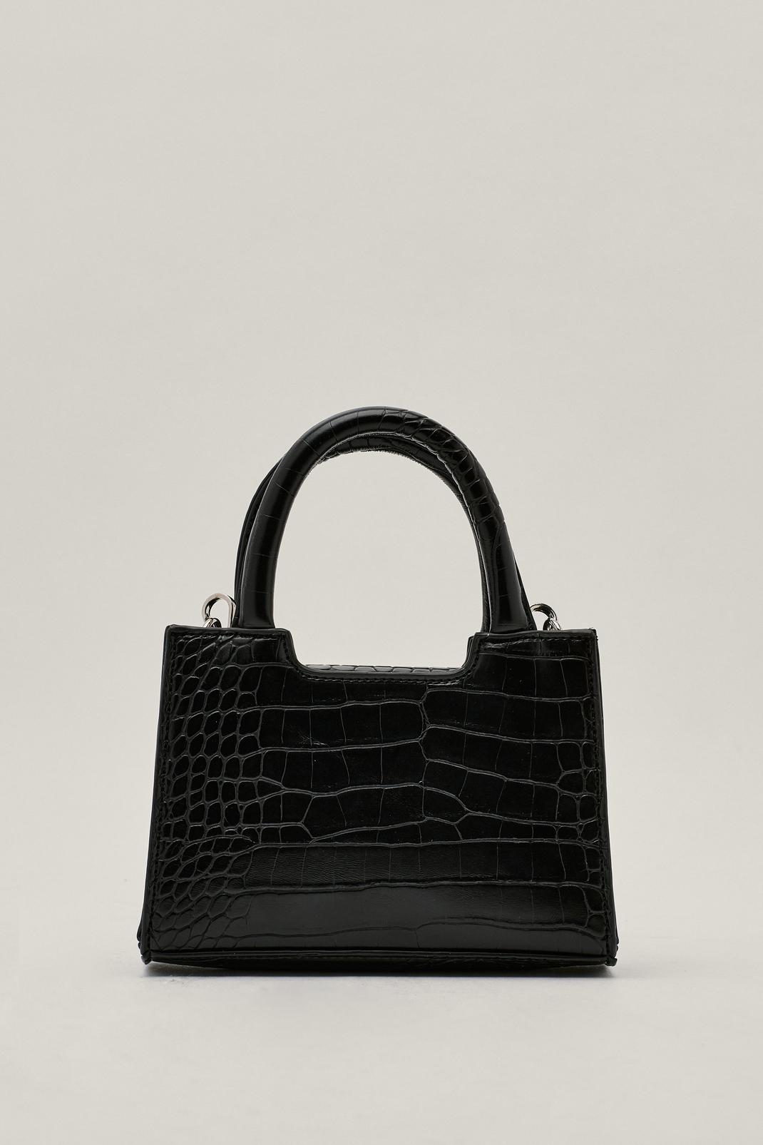Black Patent Faux Leather Mini Croc Crossbody Bag image number 1