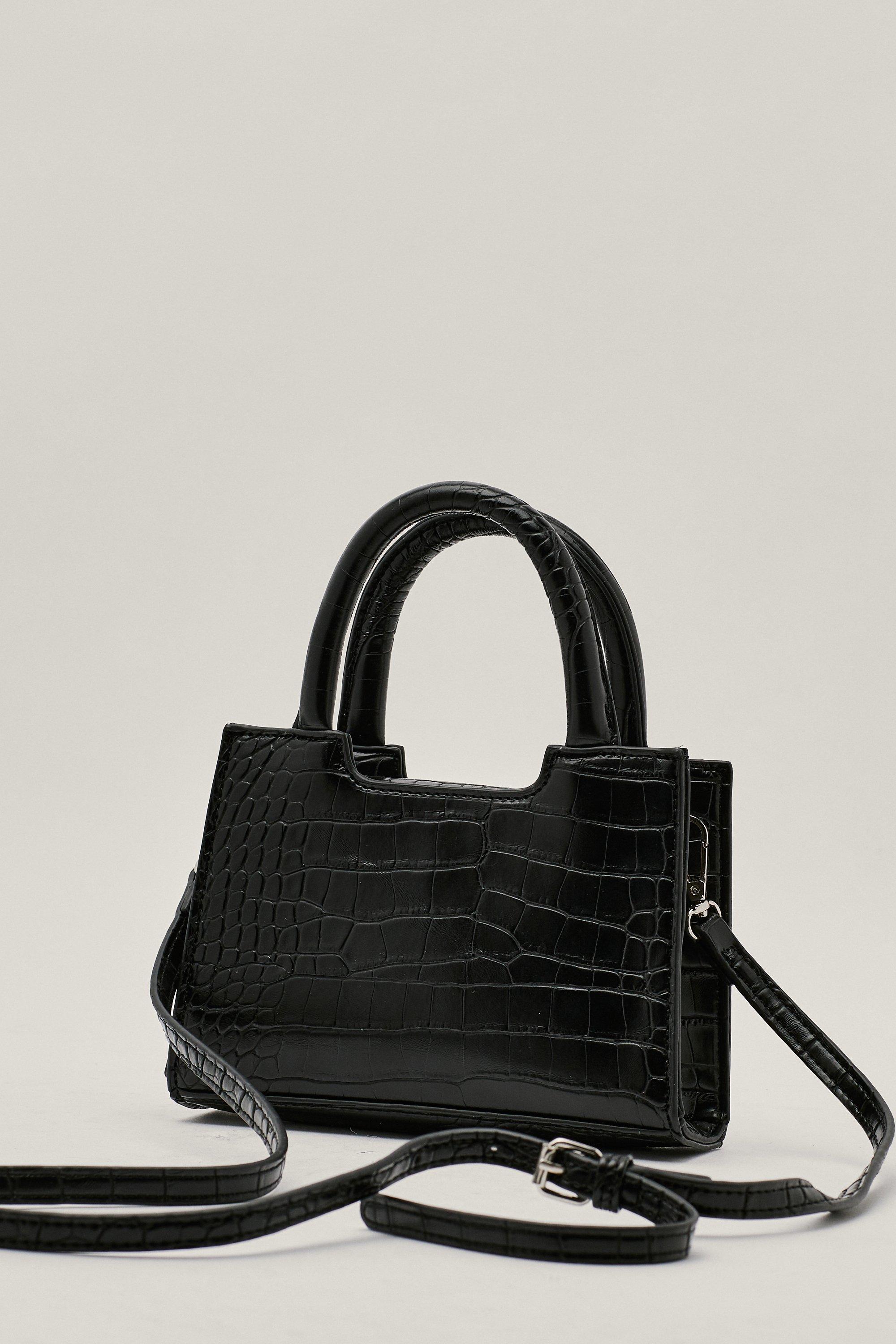 Croc-Embossed Leather Mini Crossbody Bag