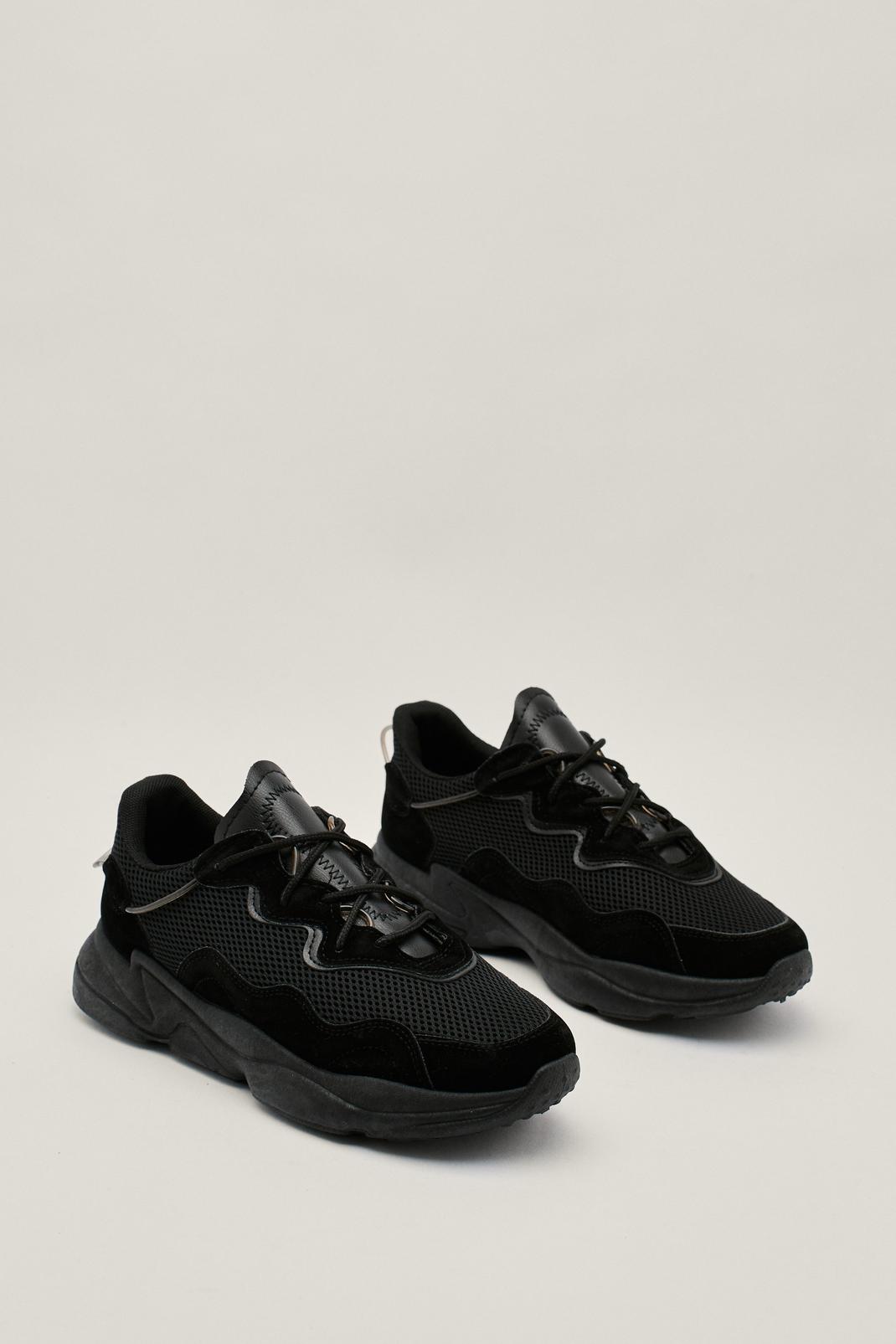 Black Mixed Fabric Runner Sneaker image number 1