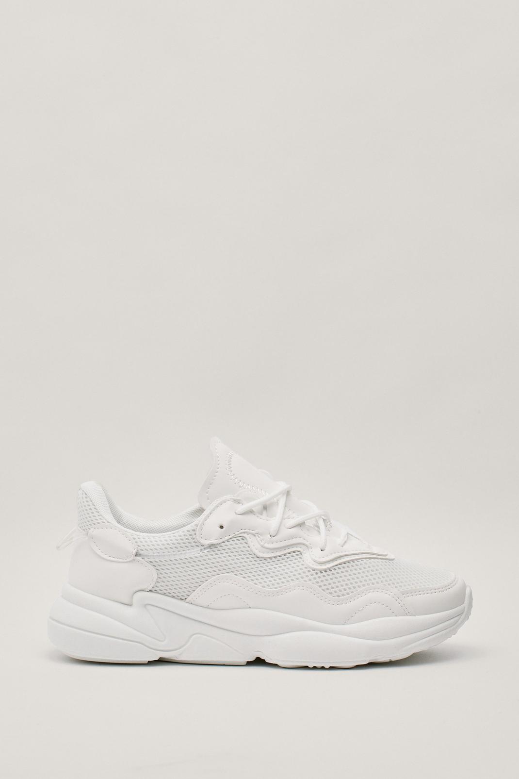 White Mixed Fabric Runner Sneaker image number 1