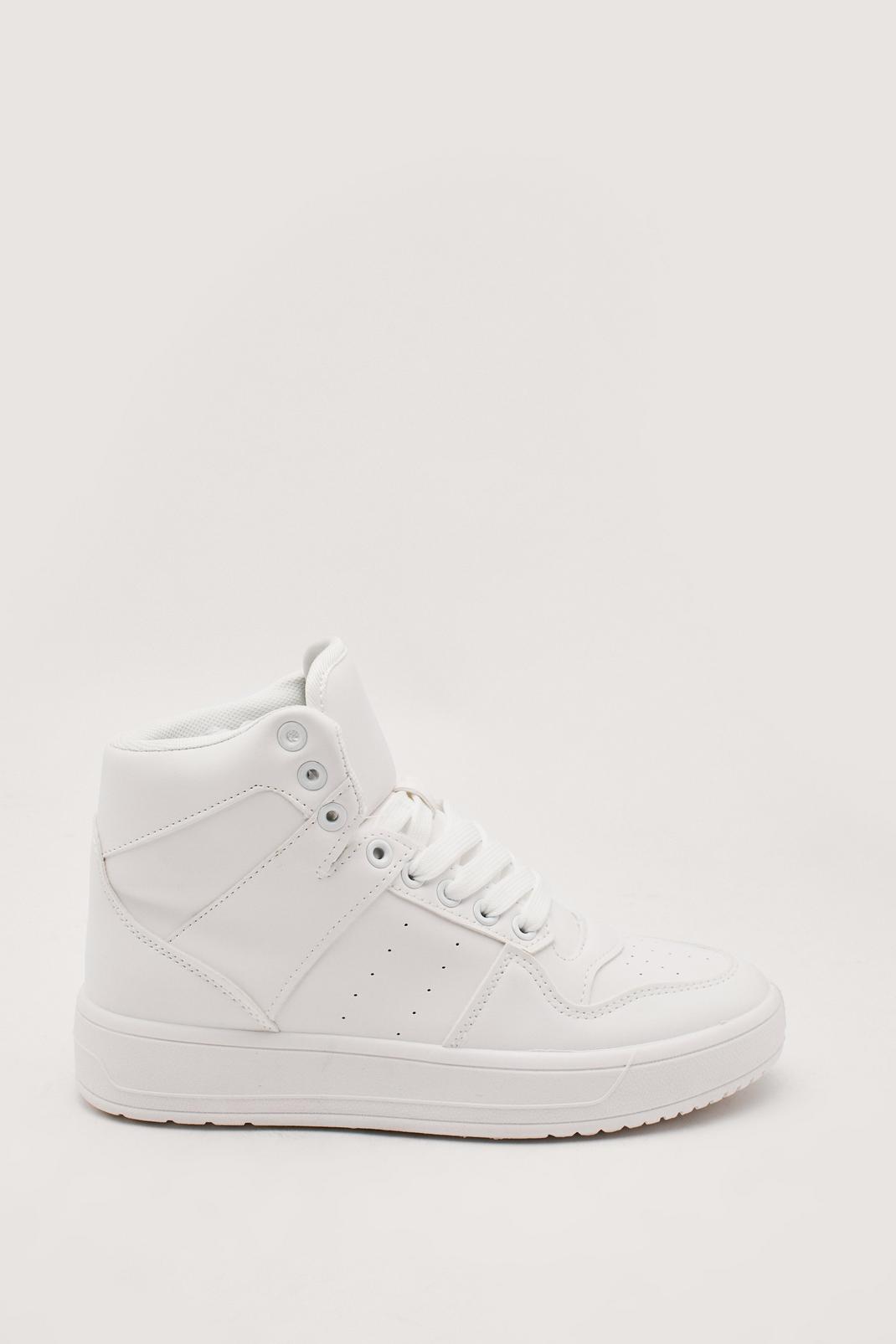 White Faux Leather High Top Trainers image number 1