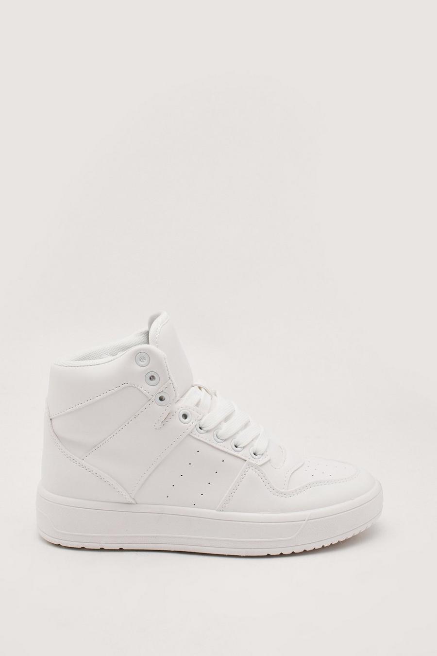 Faux Leather High Top Trainers