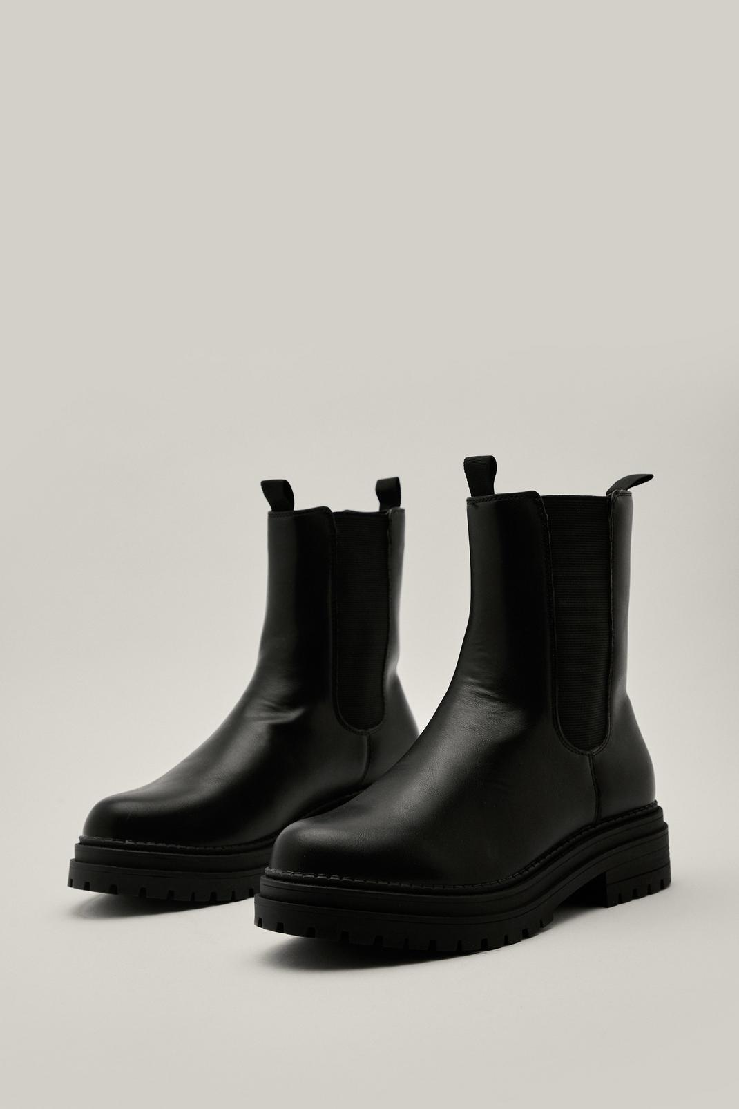 105 Faux Leather Chunky Chelsea Boots image number 2
