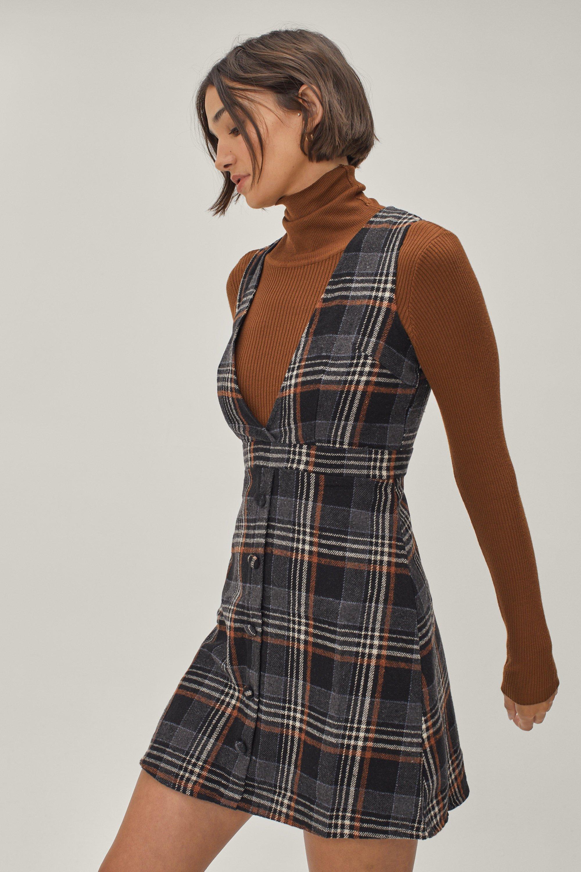 Topshop 2024 check pinafore