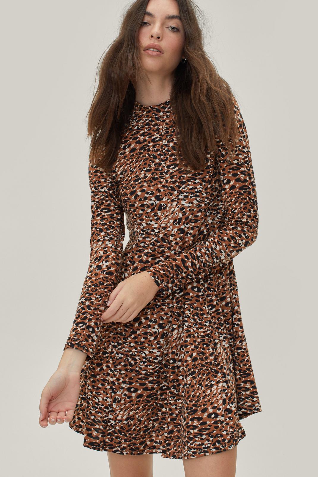 166 Animal Printed Fit And Flare Mini Dress image number 2