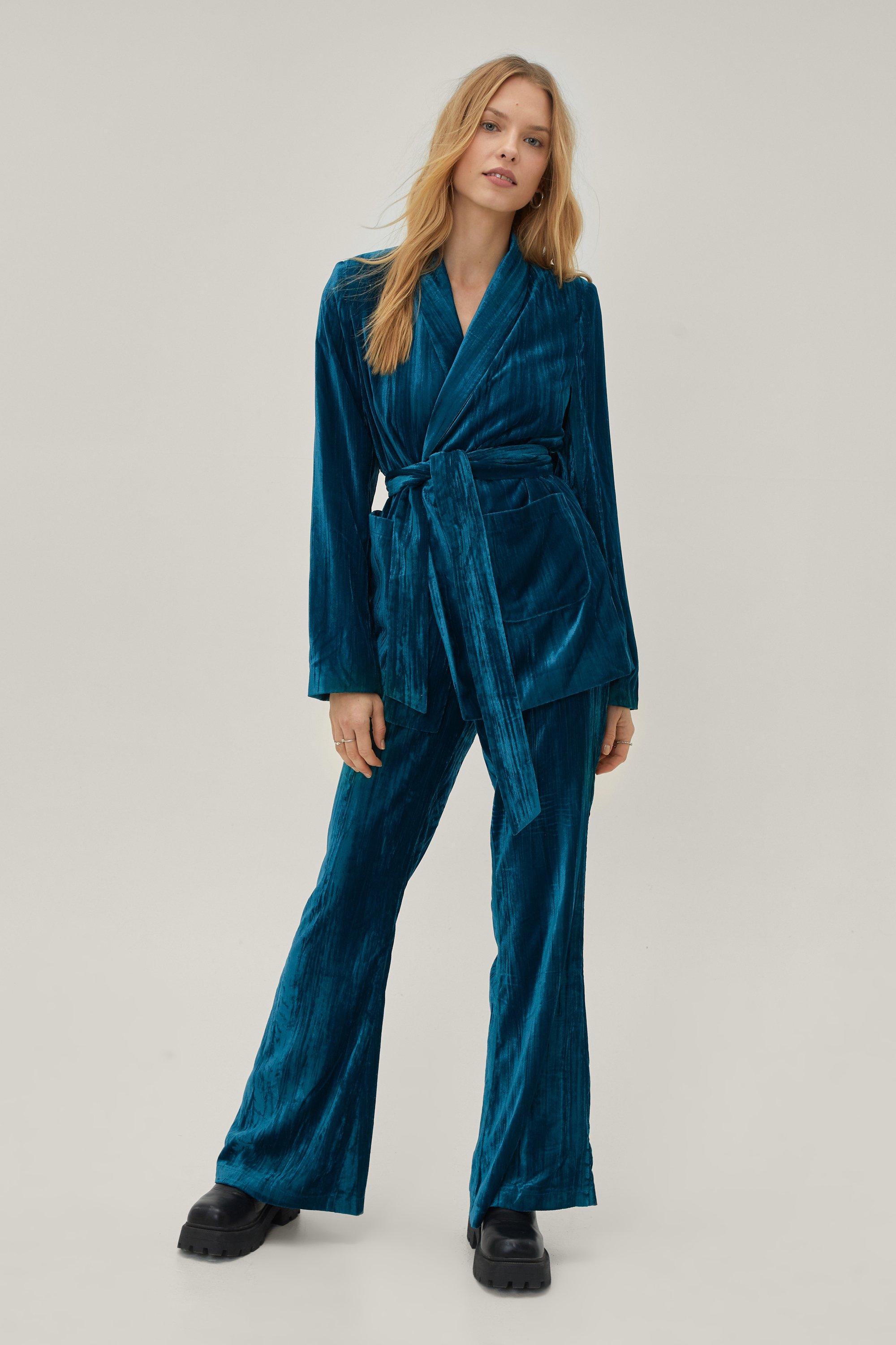 Crushed velvet suit on sale women's