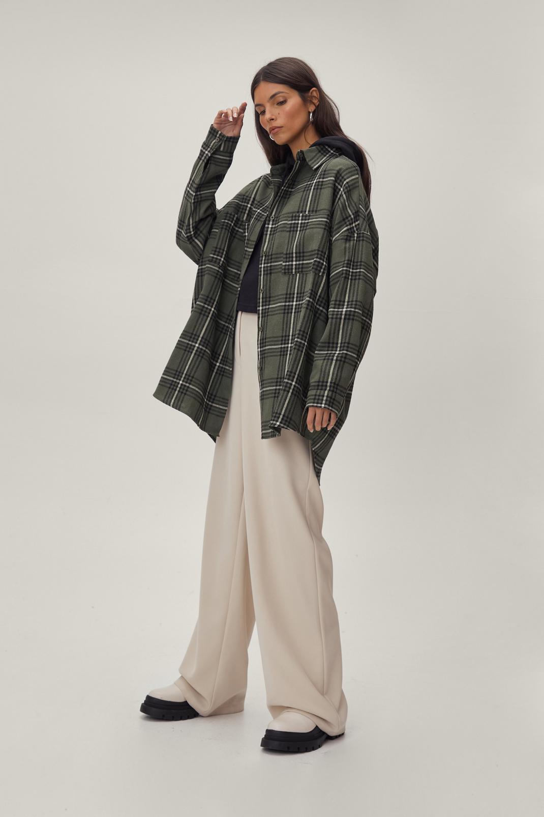 399 Oversized Slouchy Check Print Shirt image number 2