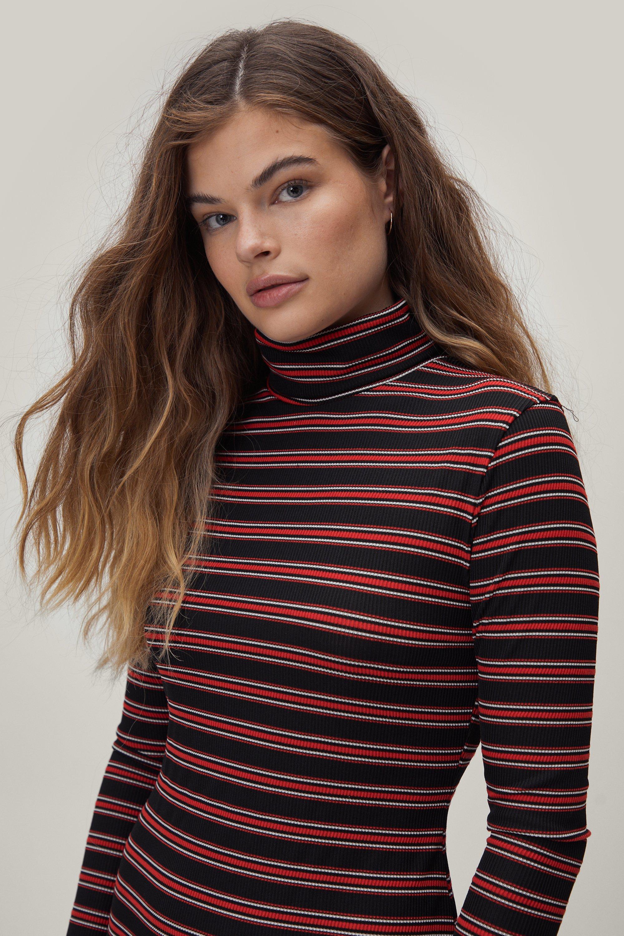 Stripe Rib Twist Long Sleeve Mini Dress – Dressed by Jaz