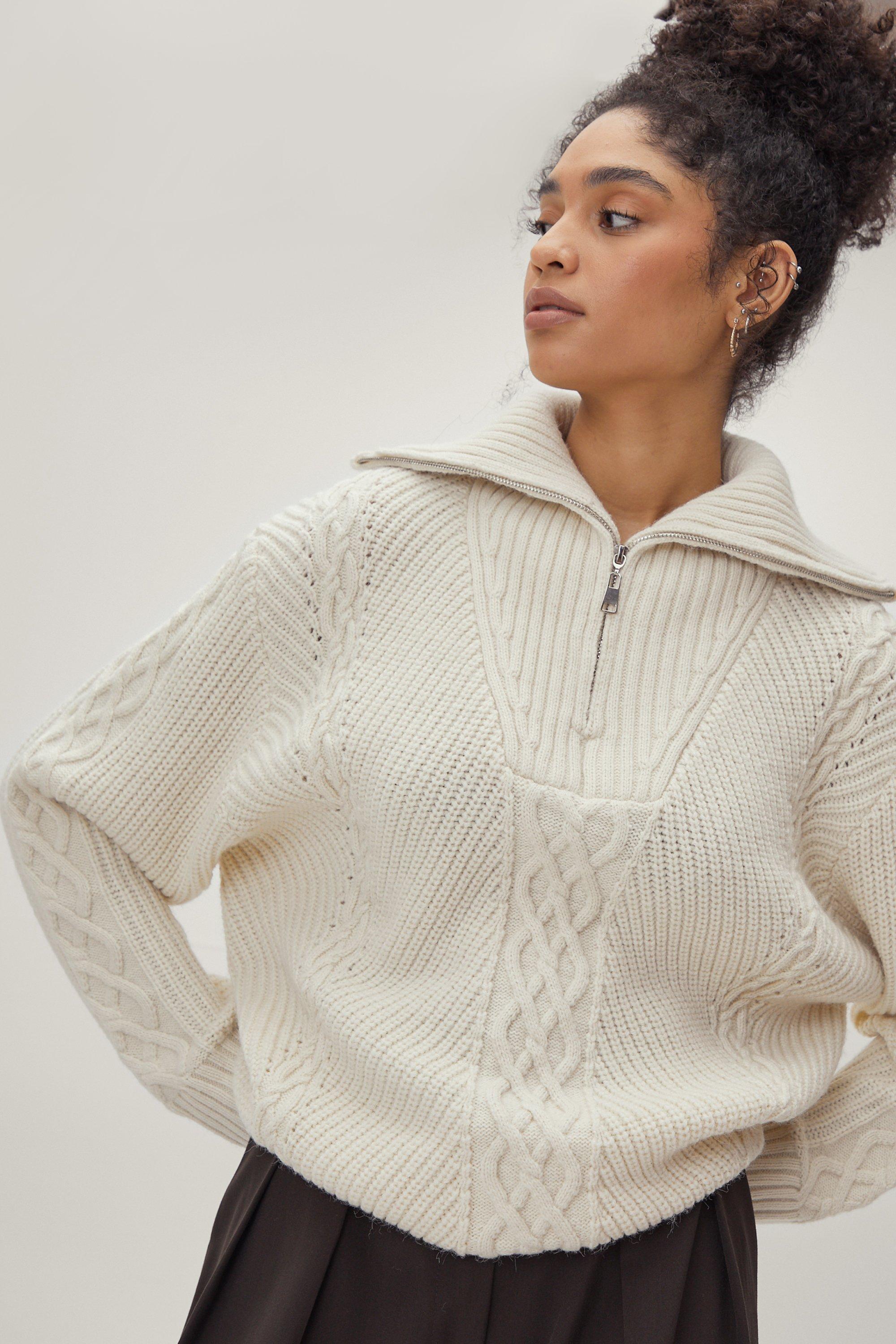 Cable knit best sale quarter zip sweater