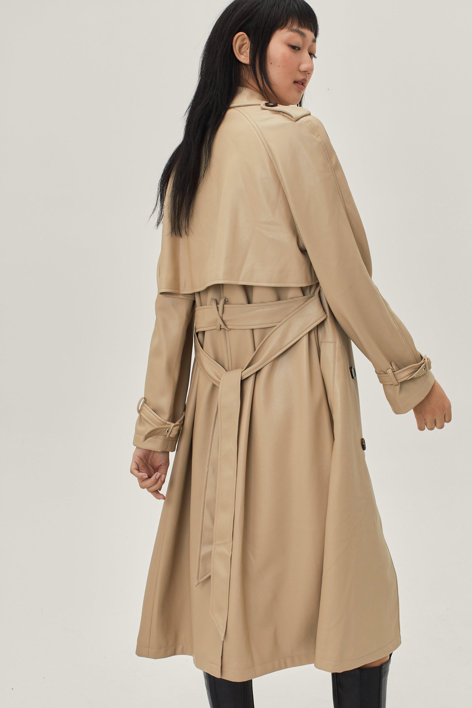 longline leather trench coat